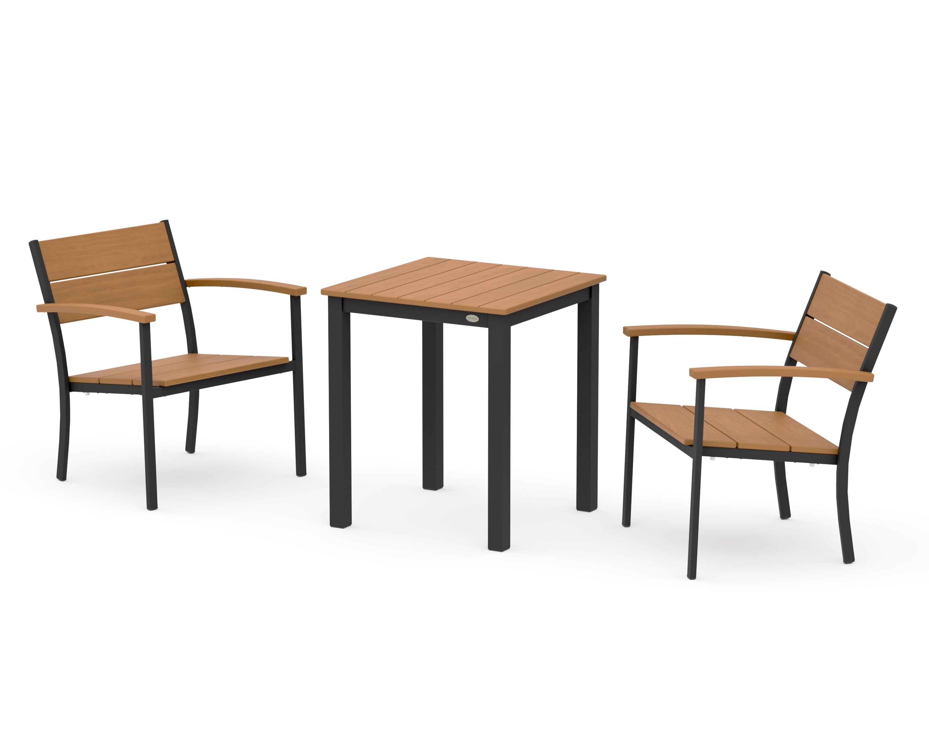 Main Street 3-Piece Square Dining Set in Black / Natural