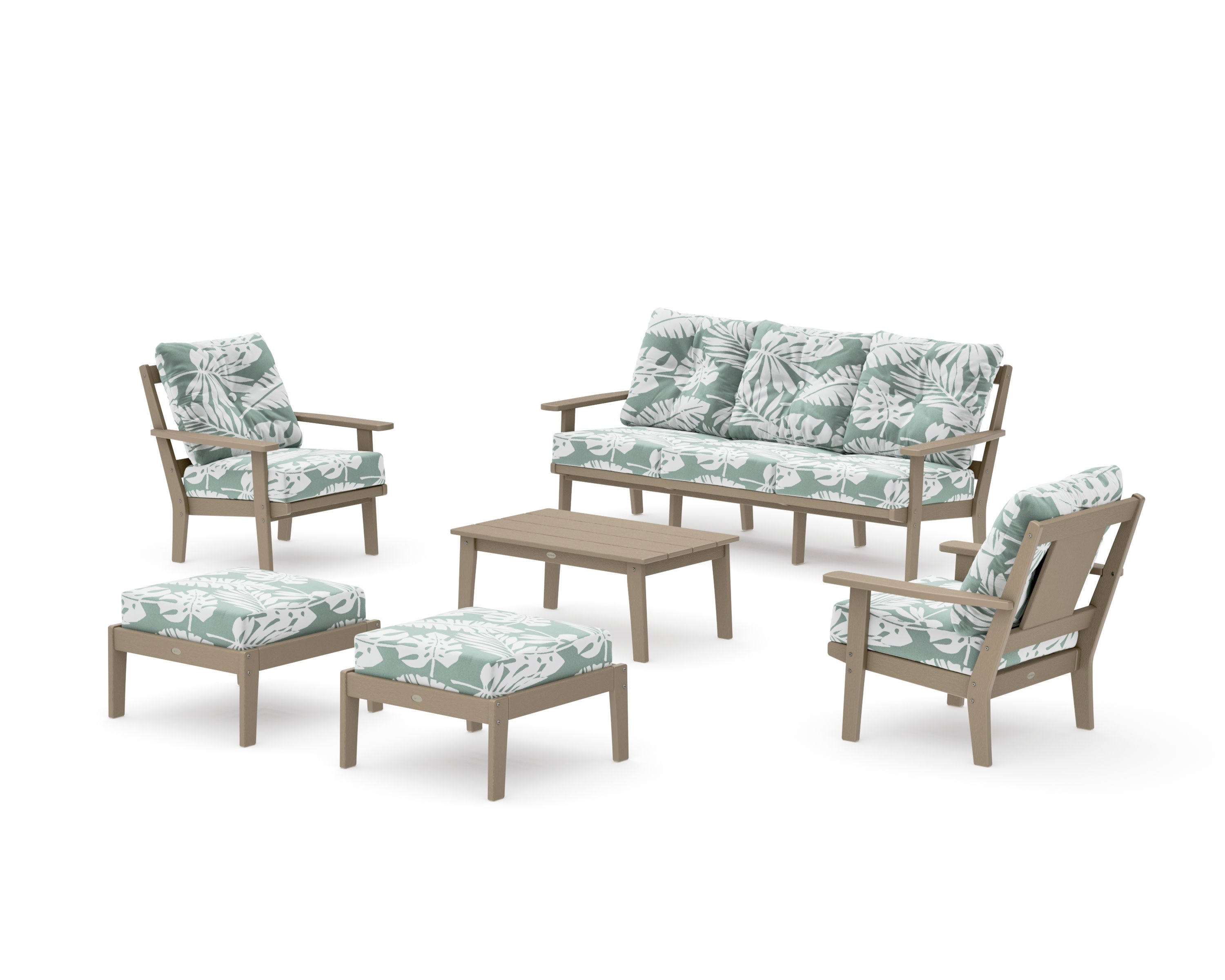 Prairie 6-Piece Lounge Sofa Set in Vintage Sahara / Leaf Glacier Spa