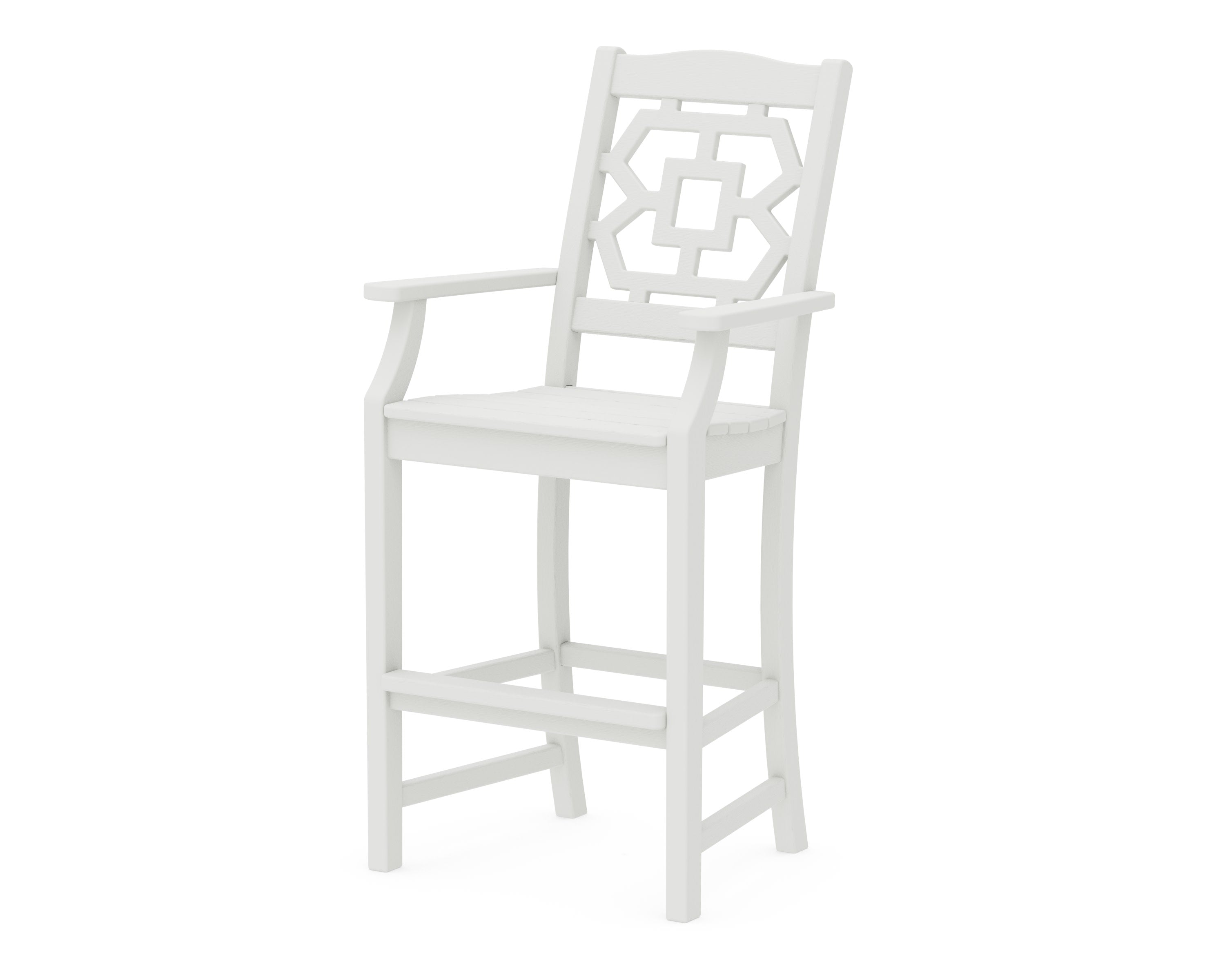 Chinoiserie Bar Arm Chair in Vintage White