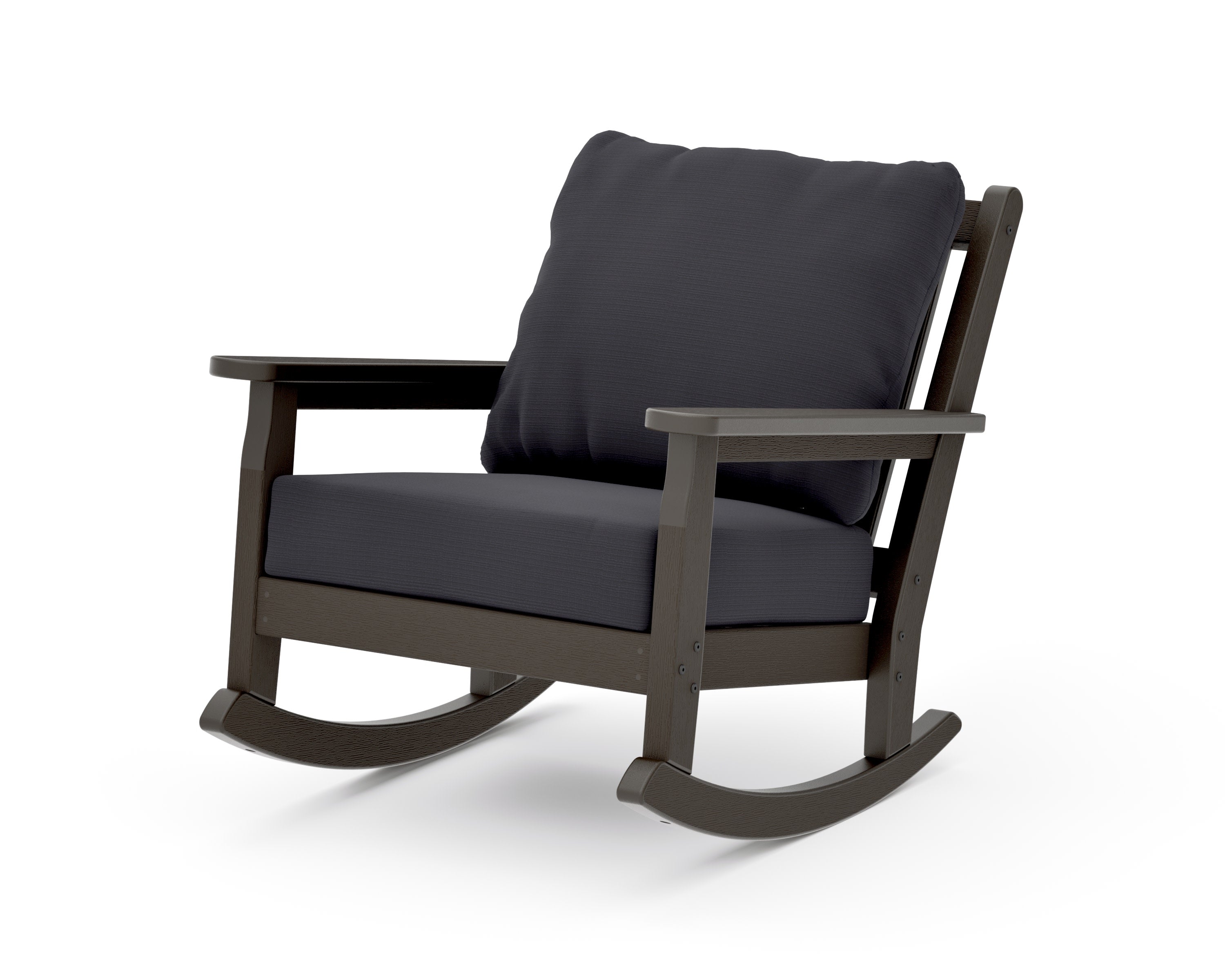 Chippendale Deep Seating Rocking Chair in Vintage Coffee / Midnight Linen