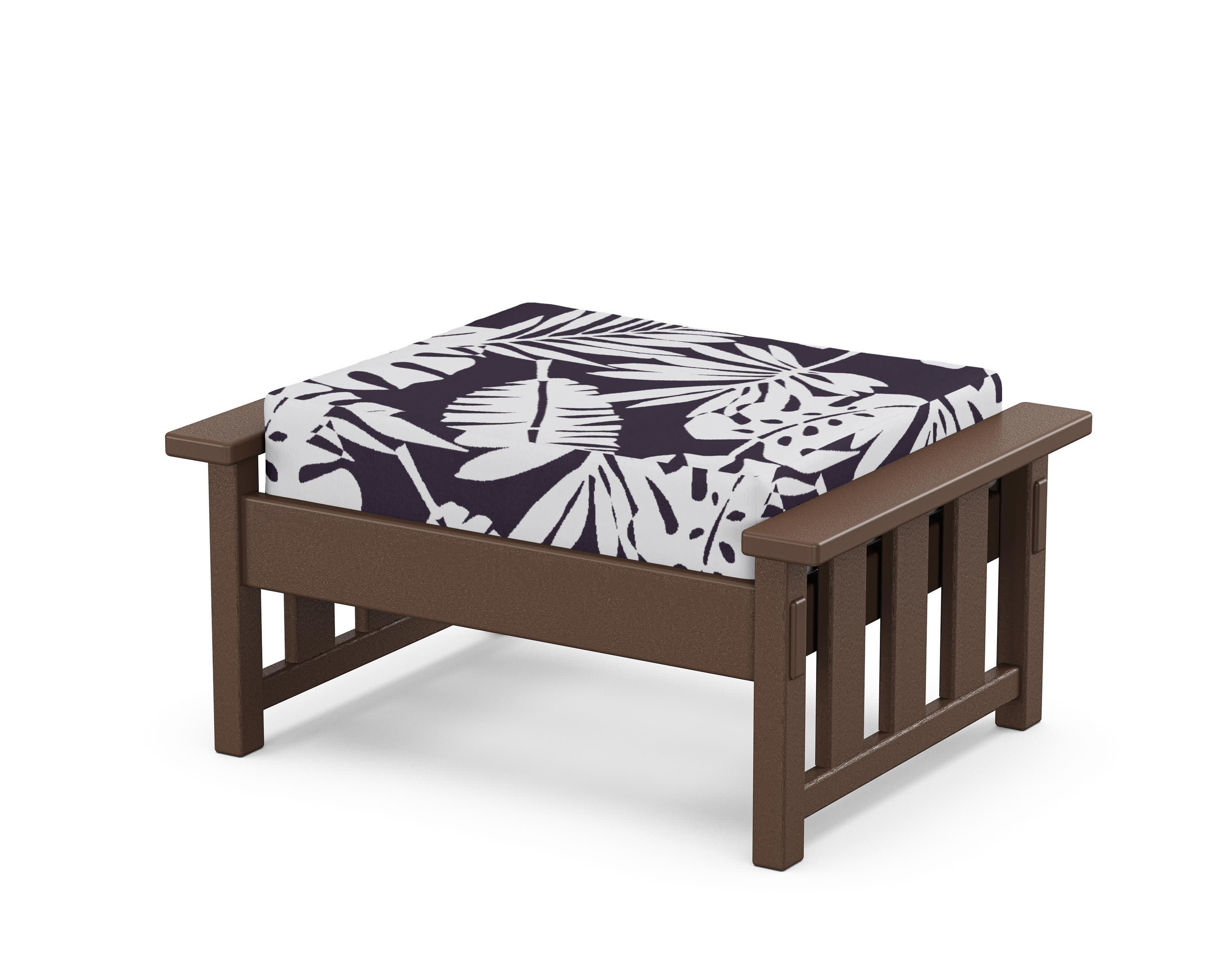 Acadia Deep Seating Ottoman in Mahogany / Leaf Navy