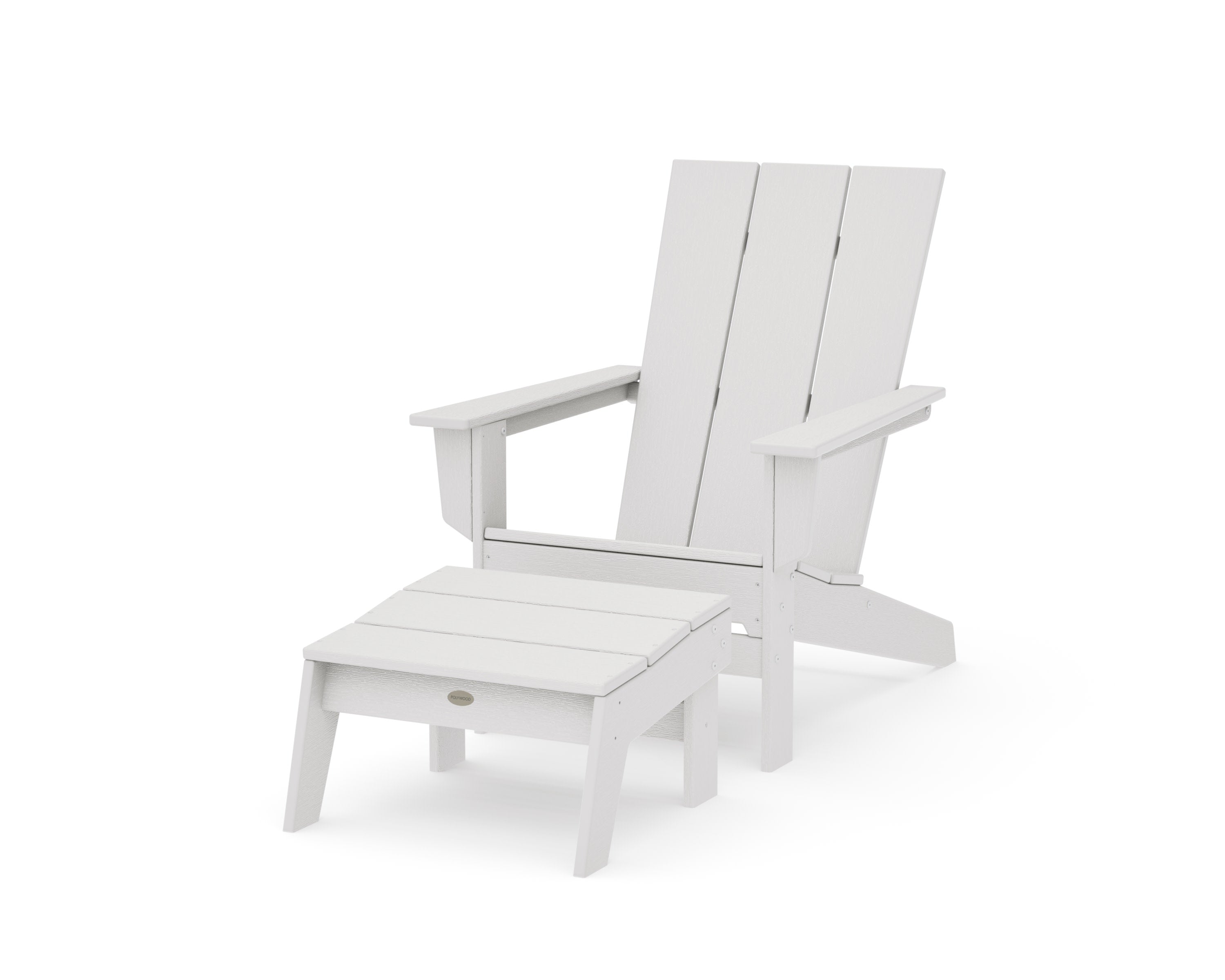 Modern Studio Adirondack Chair with Ottoman in Vintage White