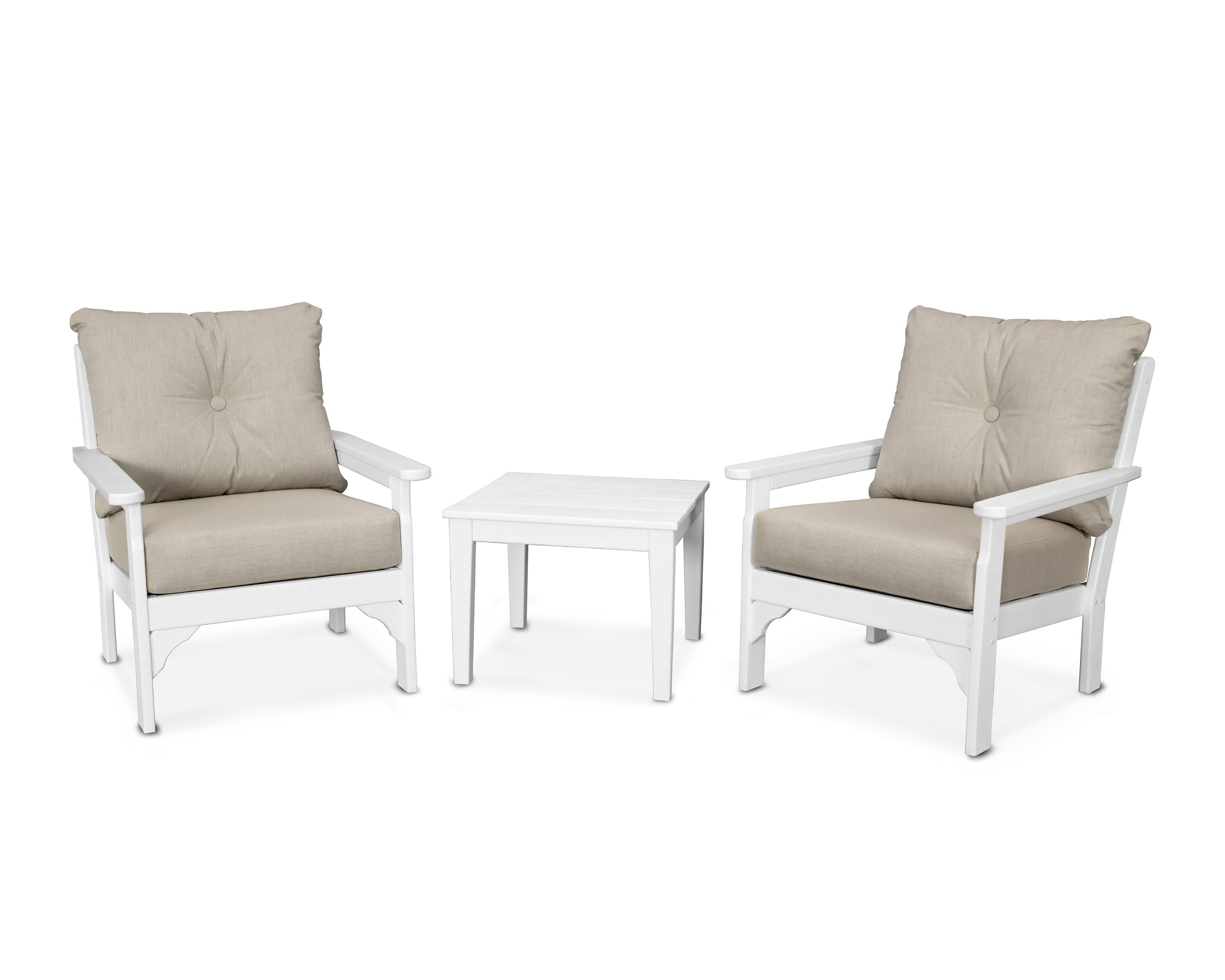 Vineyard 3-Piece Deep Seating Set in White / Cast Ash
