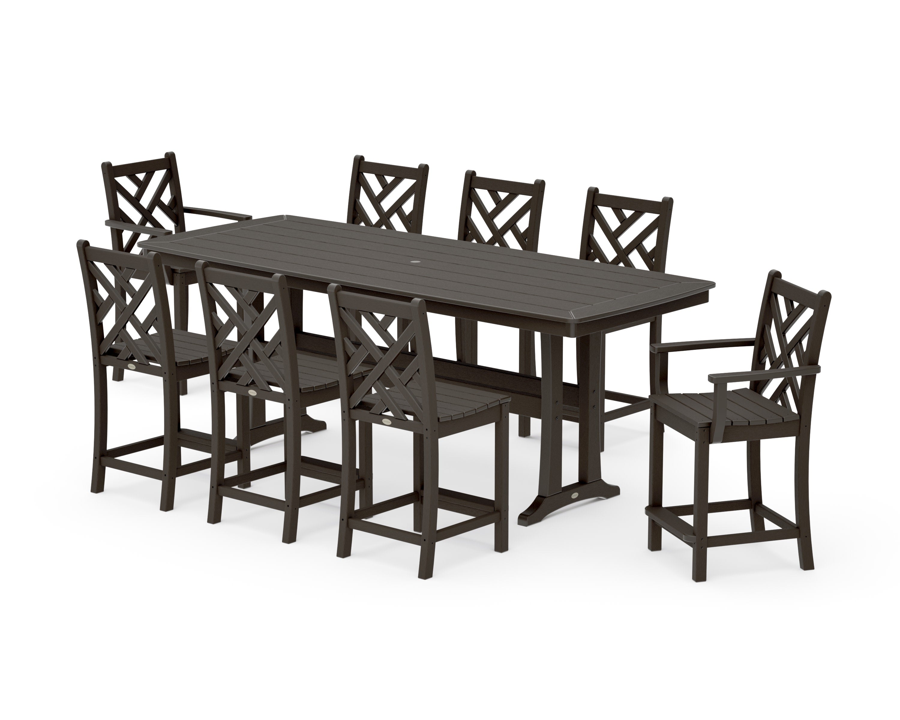 Chippendale 9-Piece Counter Set with Trestle Legs in Vintage Coffee