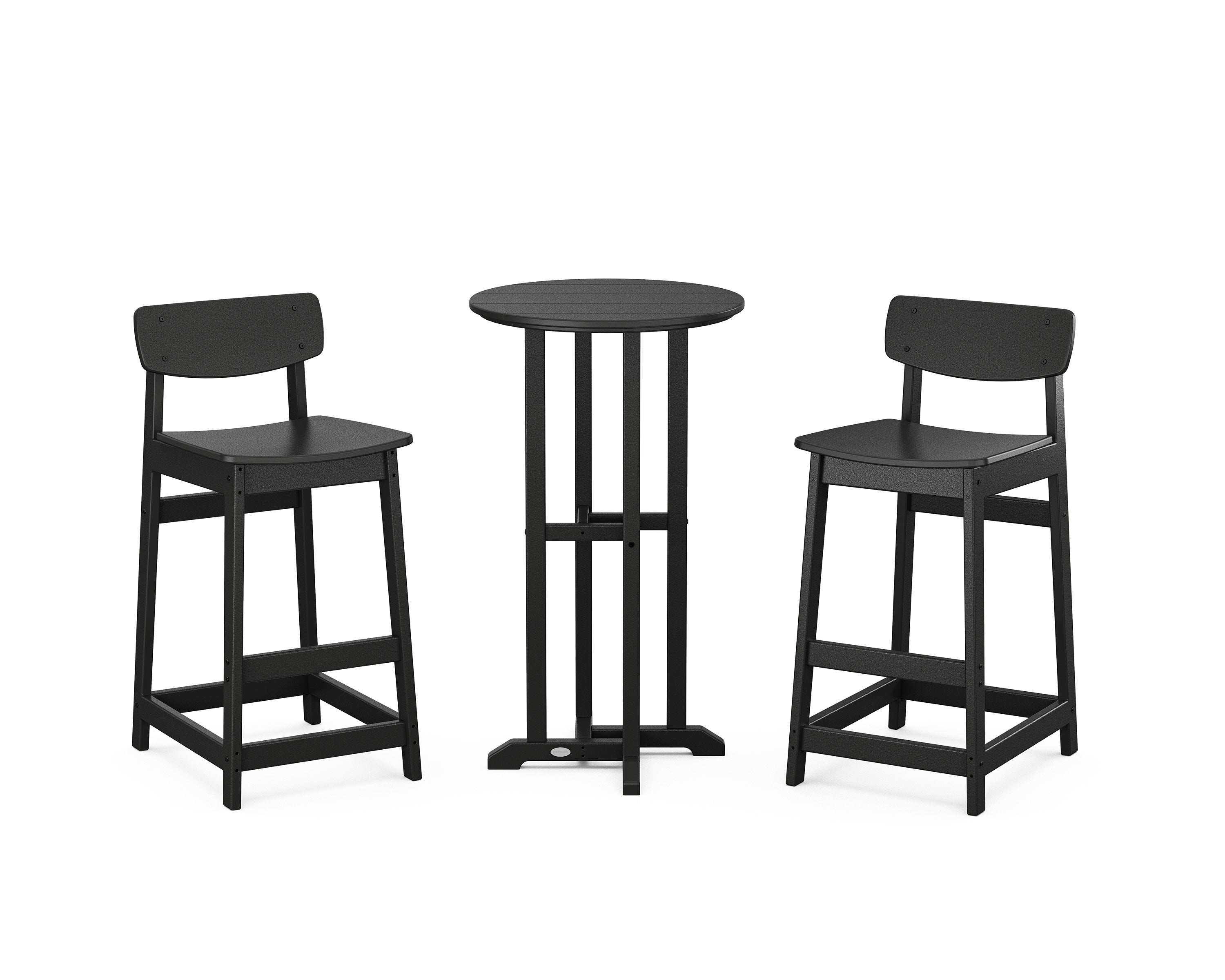 Modern Studio Urban Lowback Bar Chair 3-Piece Bistro Set in Black