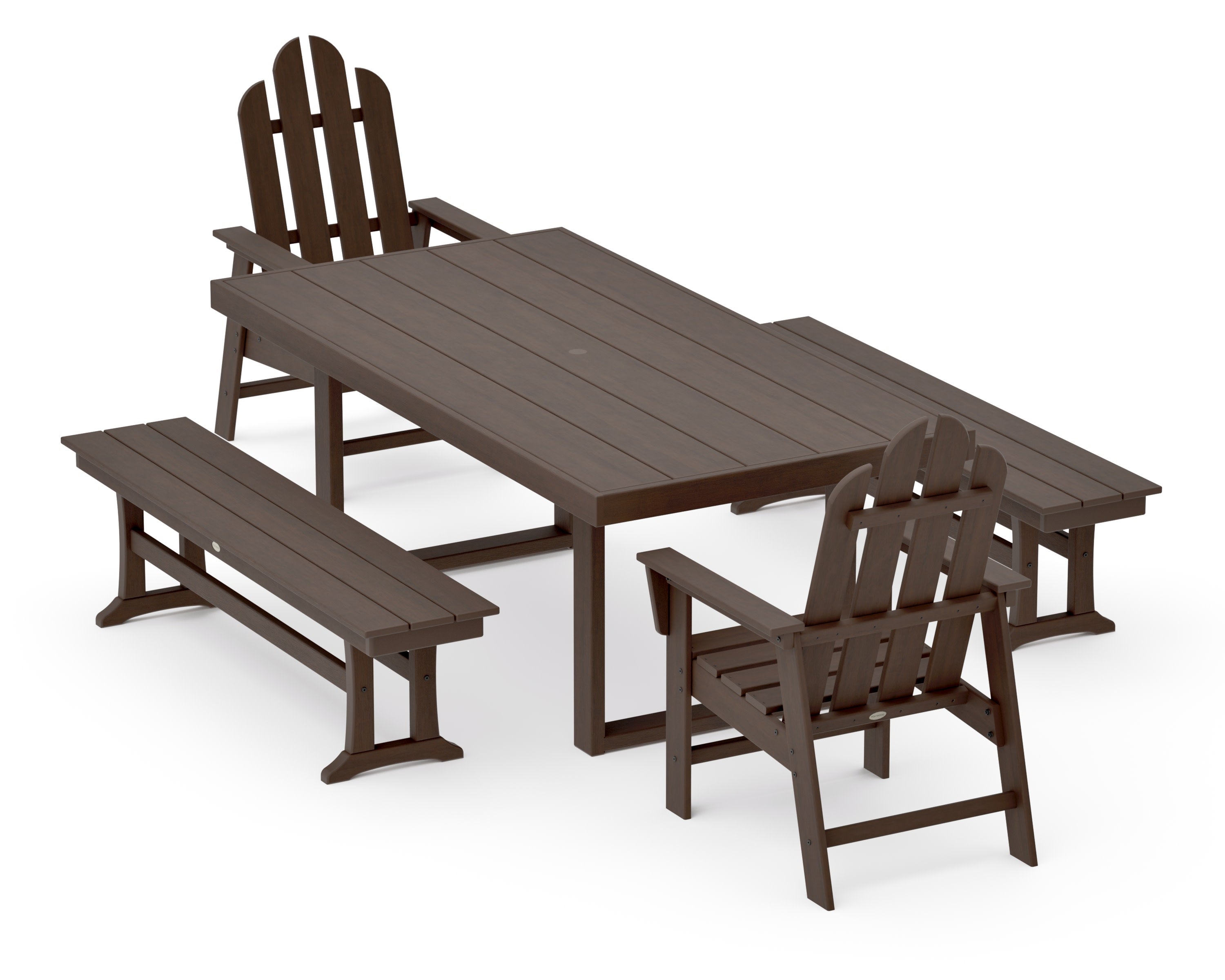 Long Island 5-Piece Dining Set with Benches in Kona