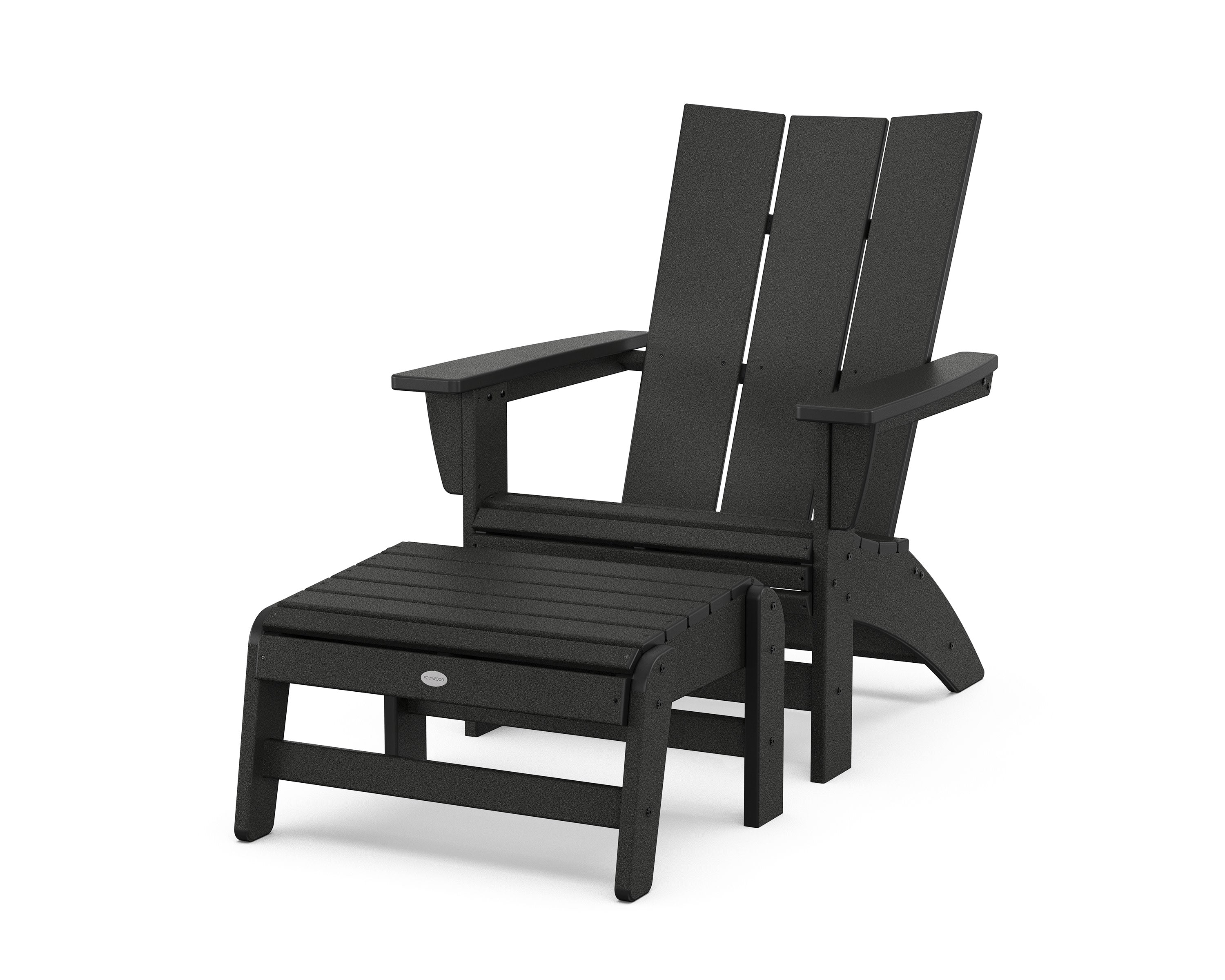 Modern Grand Adirondack Chair with Ottoman in Black