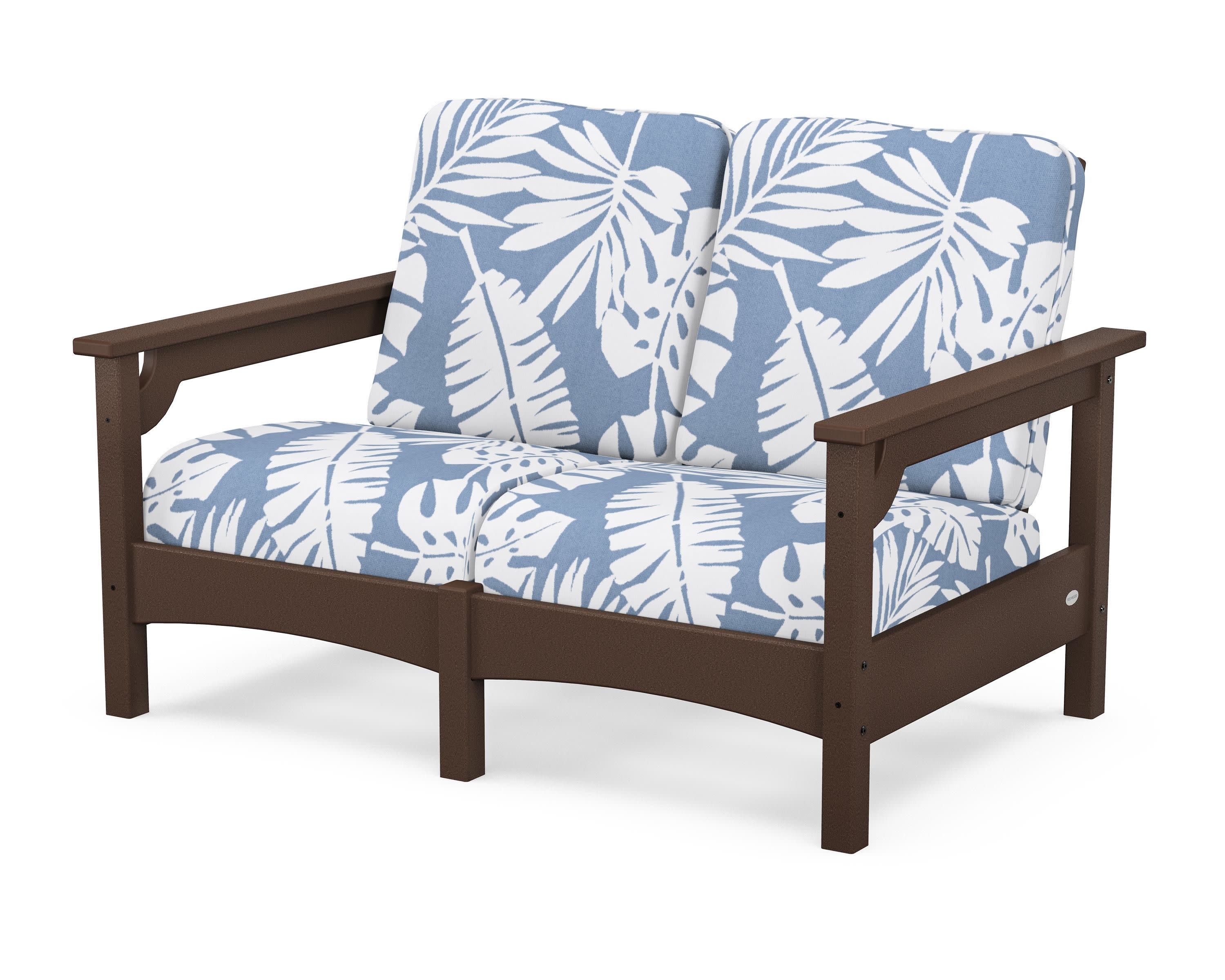 Club Loveseat in Mahogany / Leaf Sky Blue