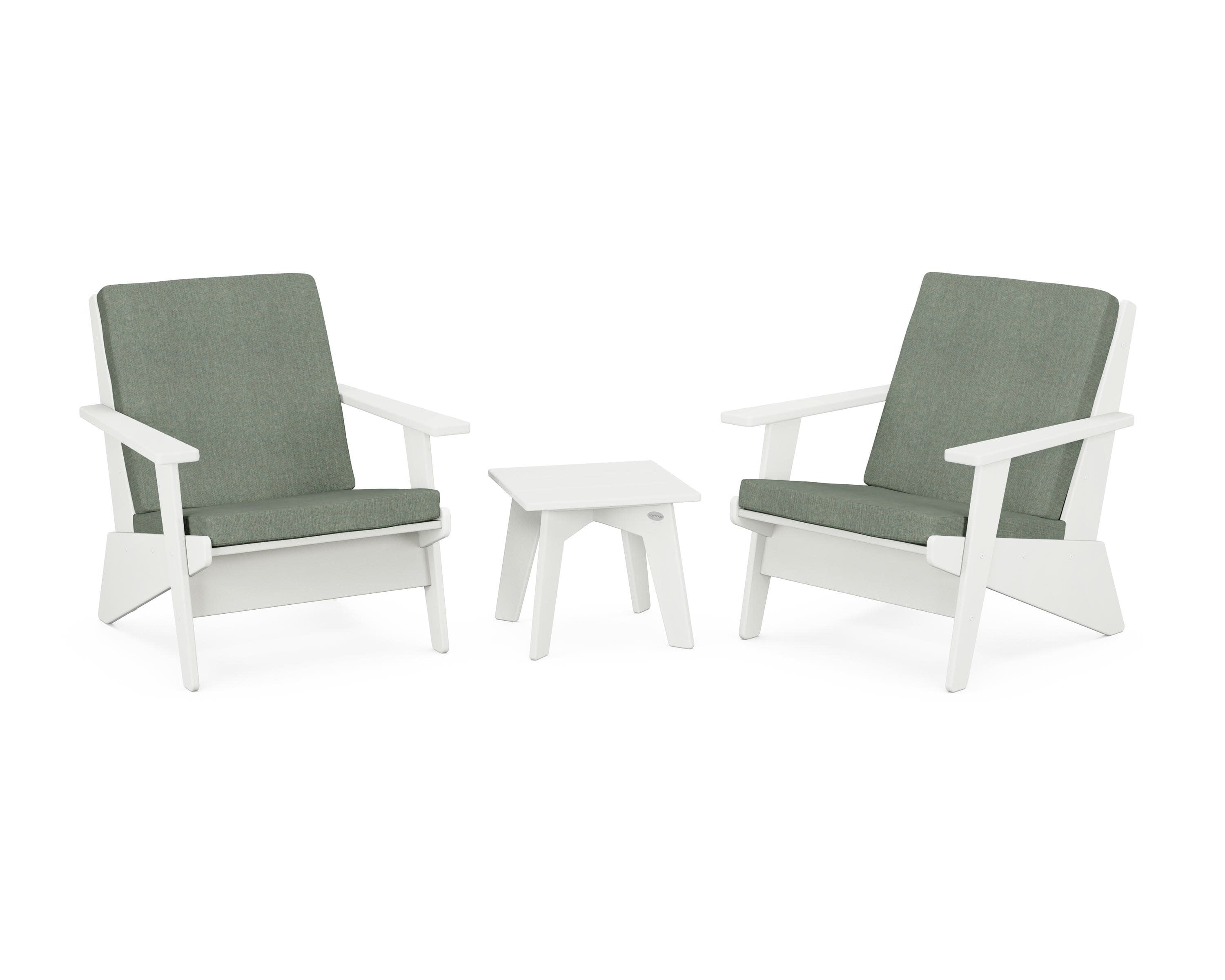 Riviera Modern Lounge 3-Piece Set in Vintage White / Cast Sage