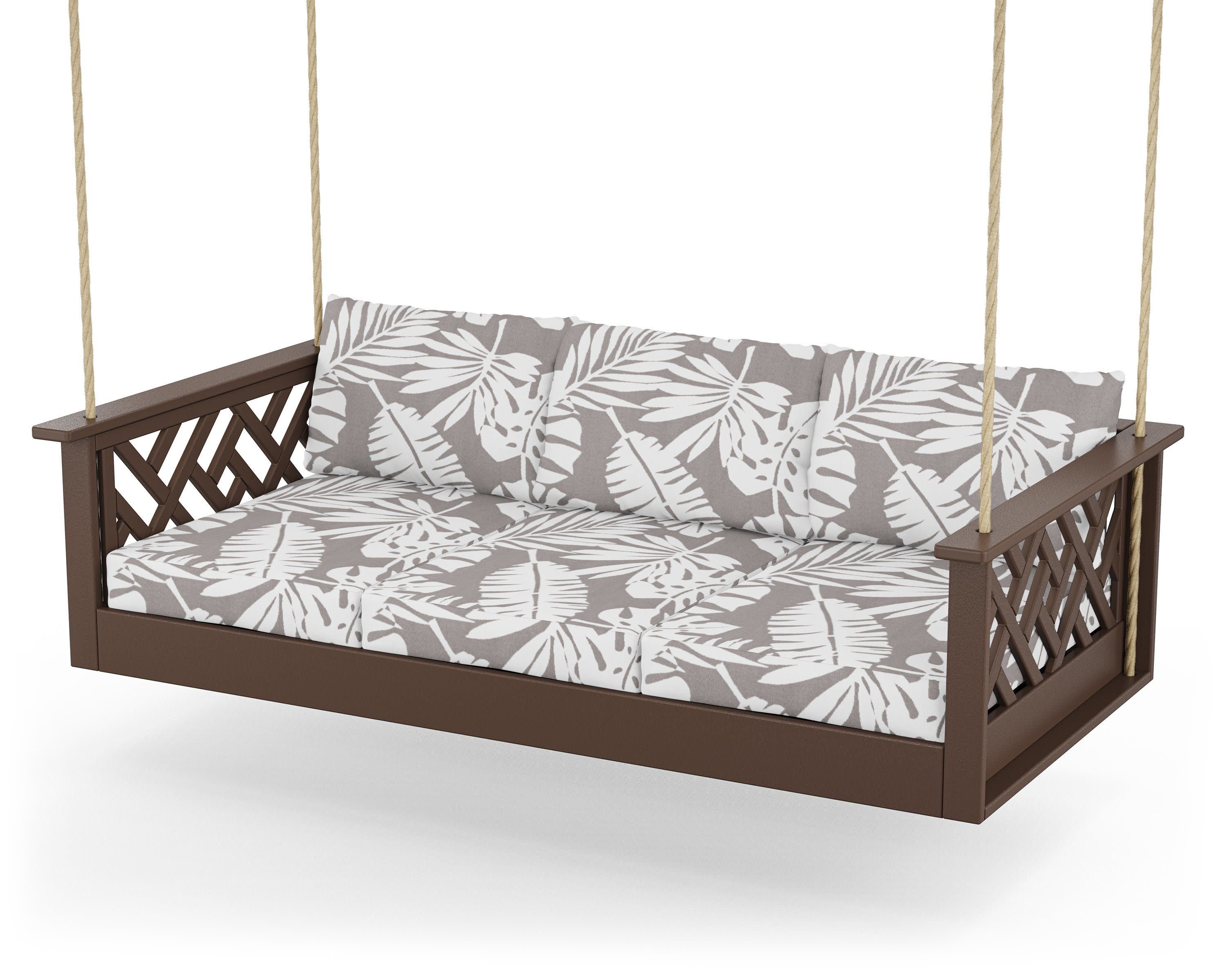 Chippendale Daybed Swing in Mahogany / Leaf Grey Mist