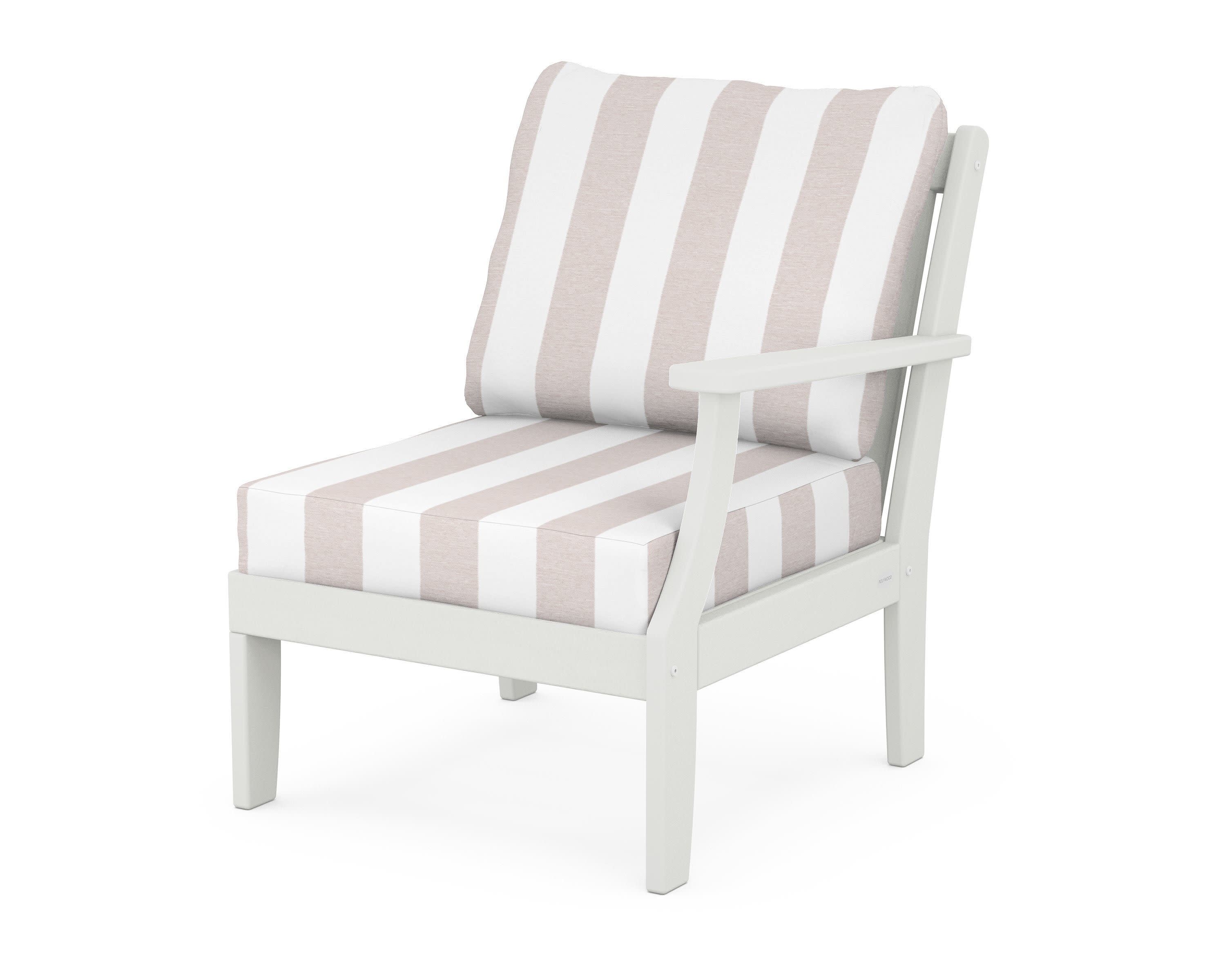Braxton Modular Right Arm Chair in Vintage White / Cabana Stripe Dune Burlap
