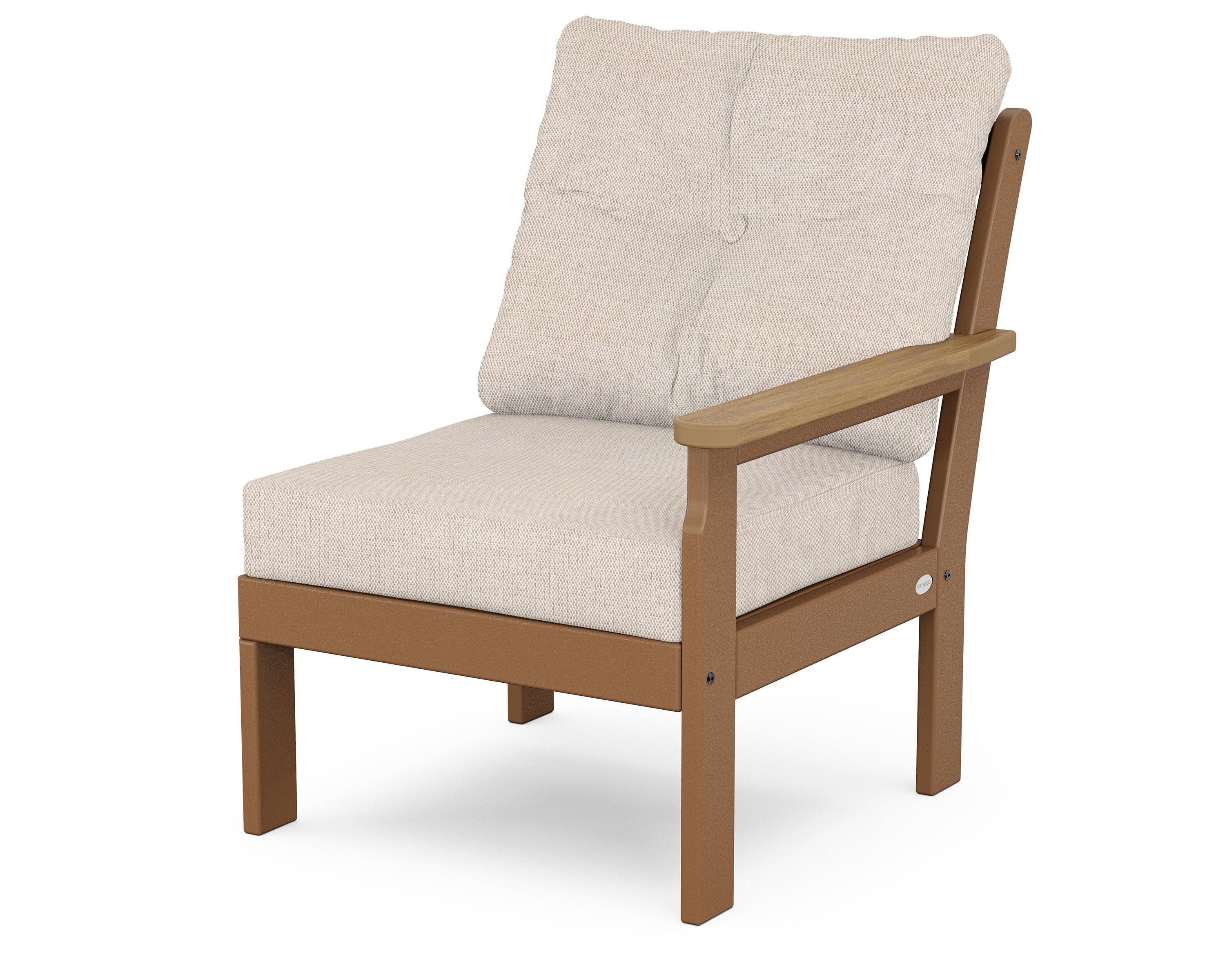 Vineyard Modular Right Arm Chair in Teak / Natural / Blend Linen