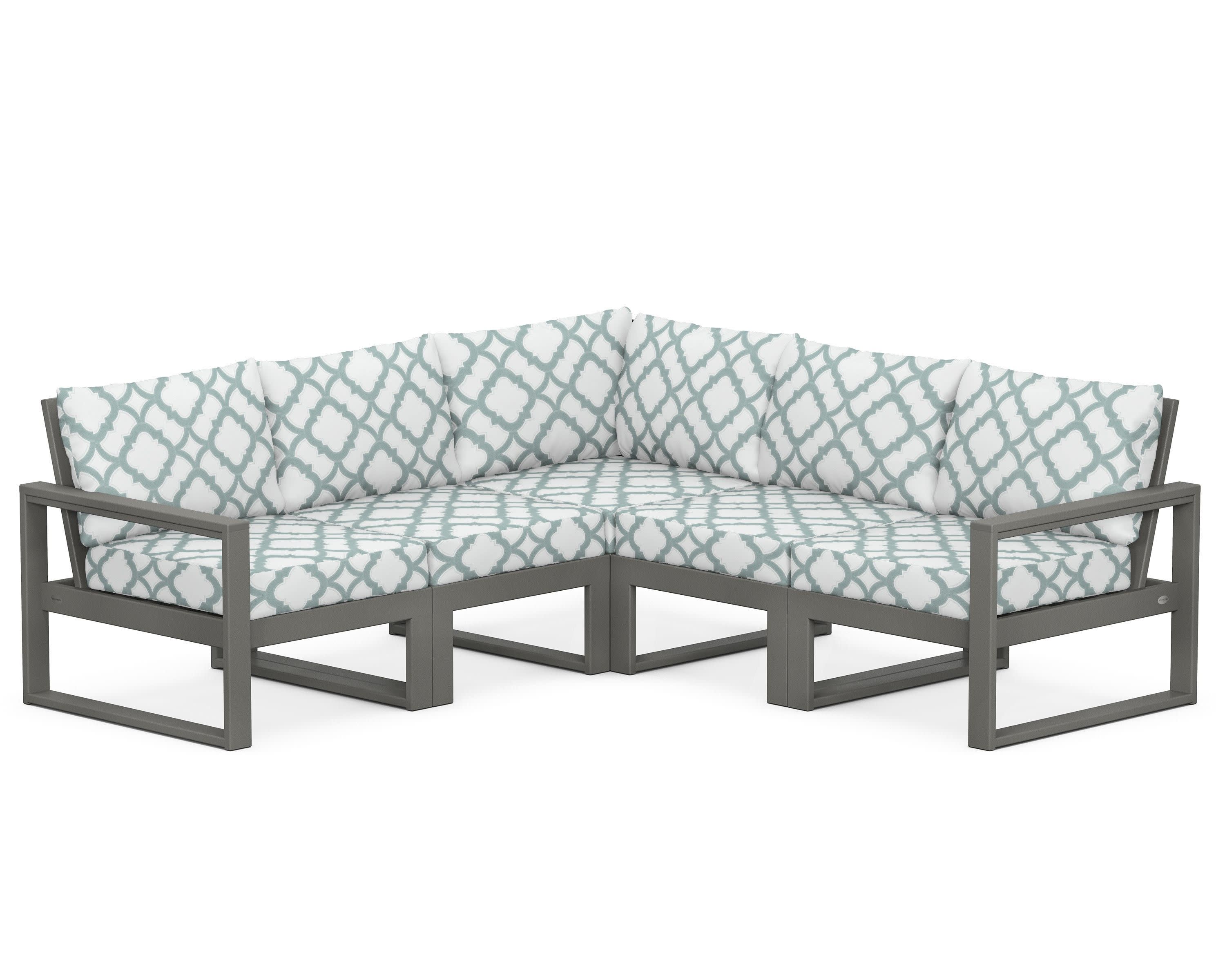 EDGE 5-Piece Modular Deep Seating Set in Slate Grey / Trellis Glacier Spa