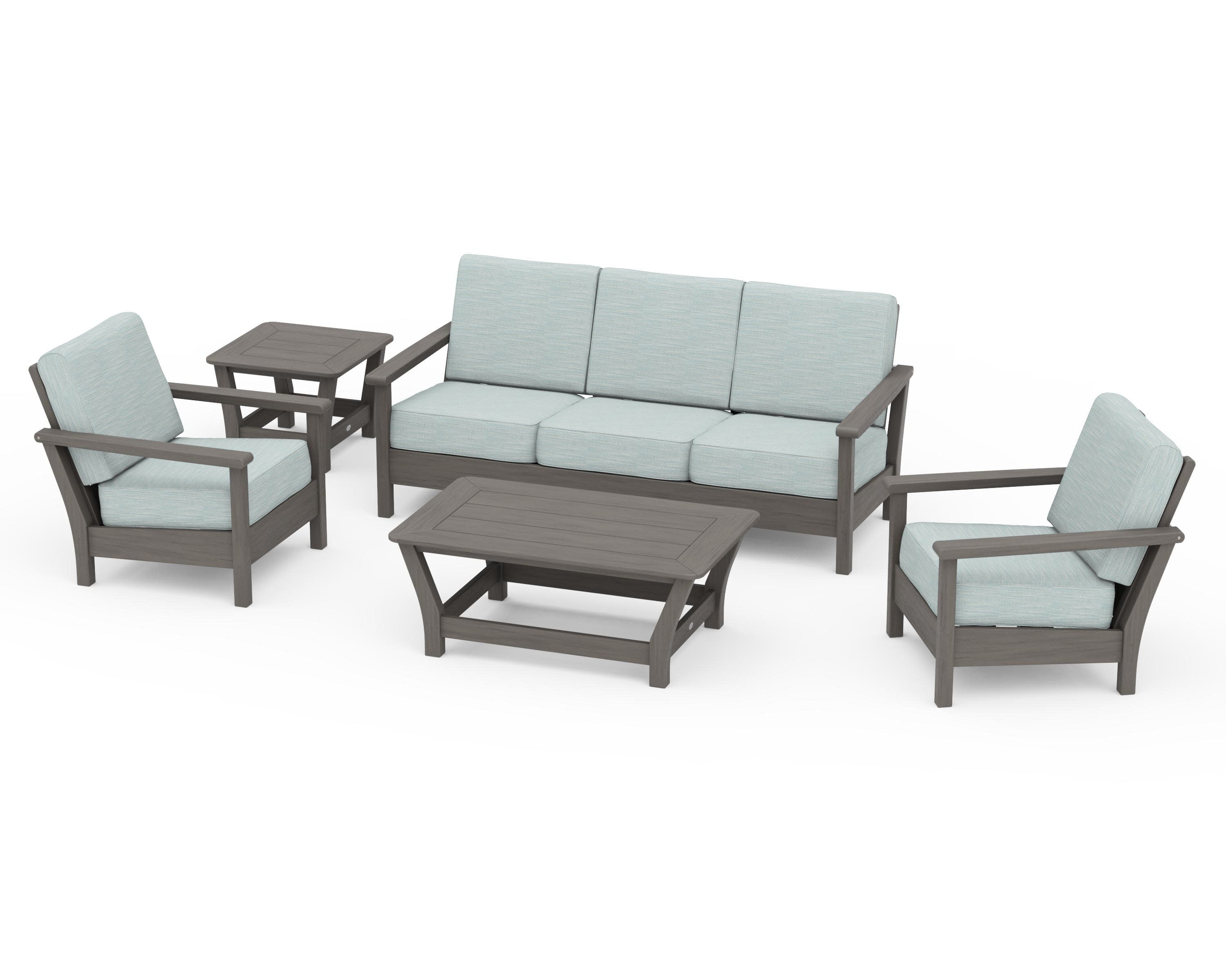 Harbour 5-Piece Deep Seating Set in Driftwood / Soothe Mist