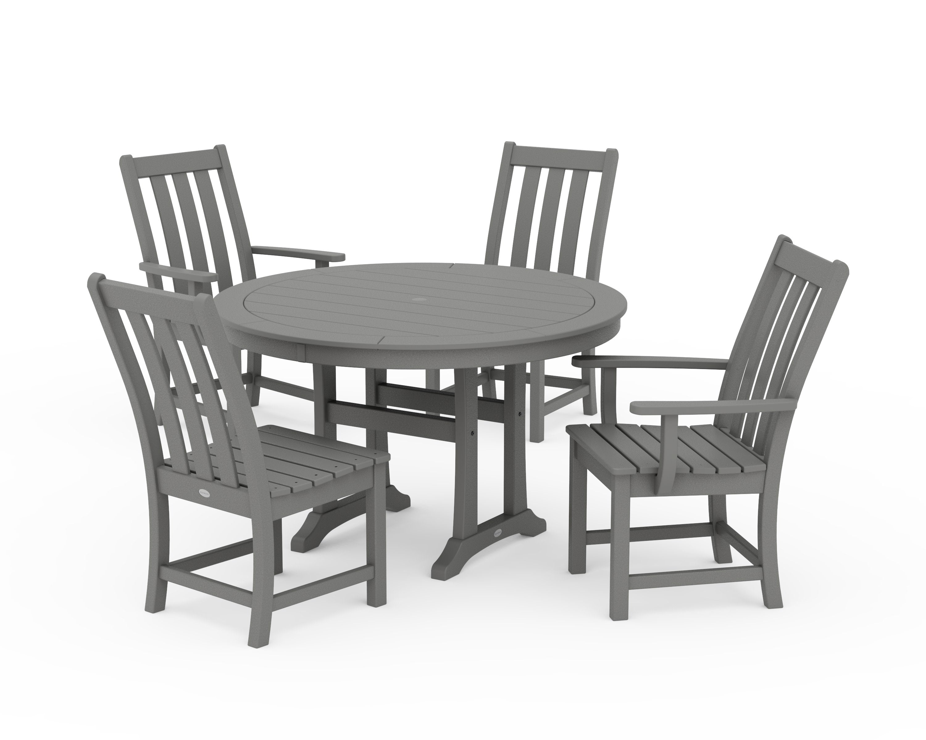 Vineyard 5-Piece Nautical Trestle Dining Set in Slate Grey
