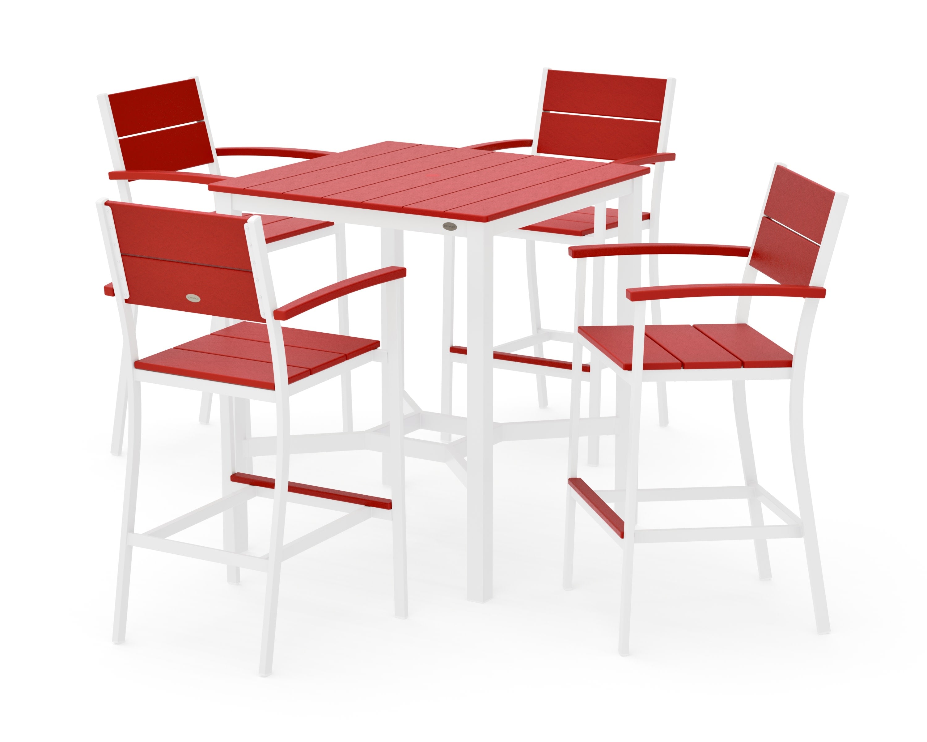 Main Street 5-Piece Bar Set in White / Sunset Red