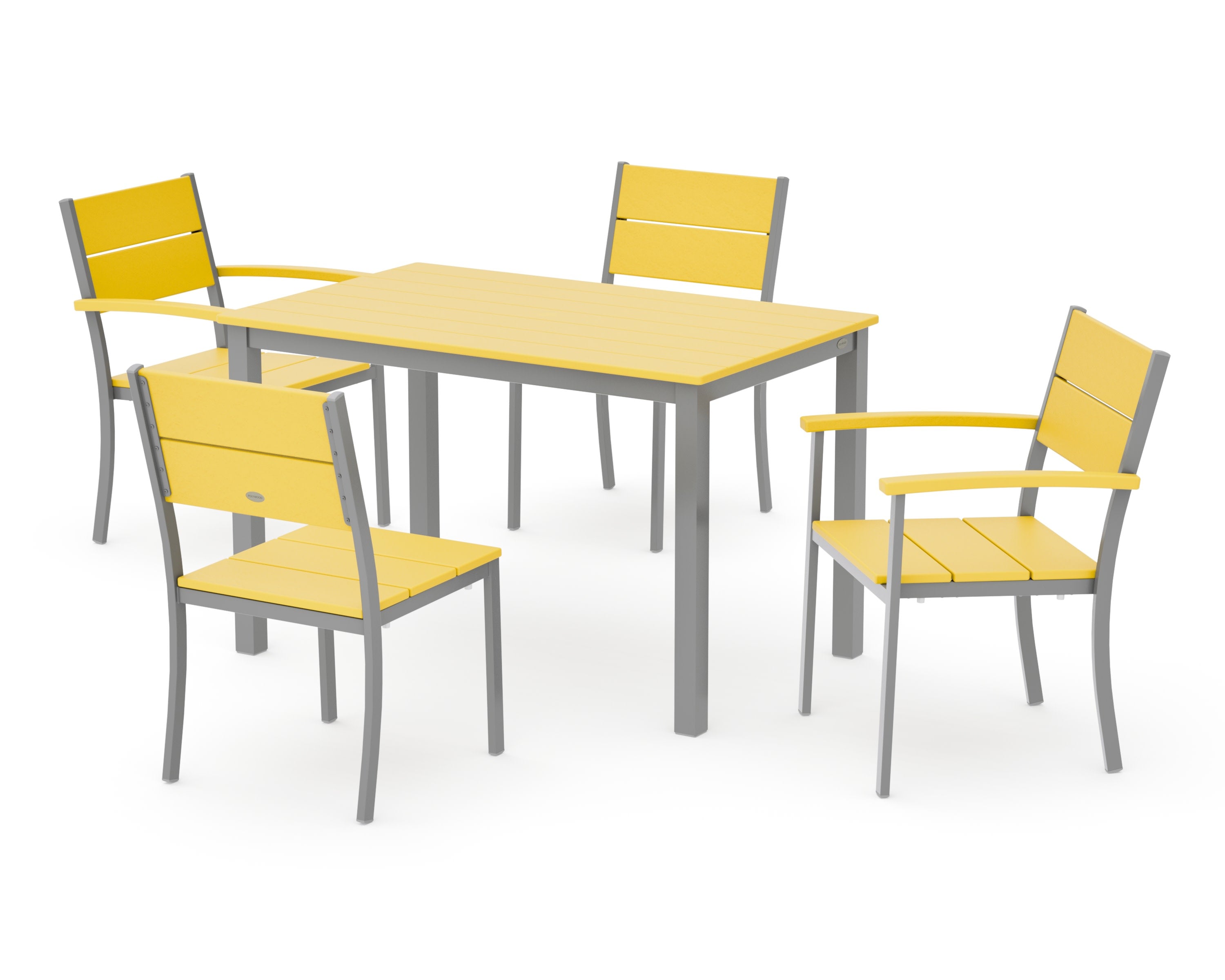 Main Street 5-Piece Dining Set in Silver / Lemon