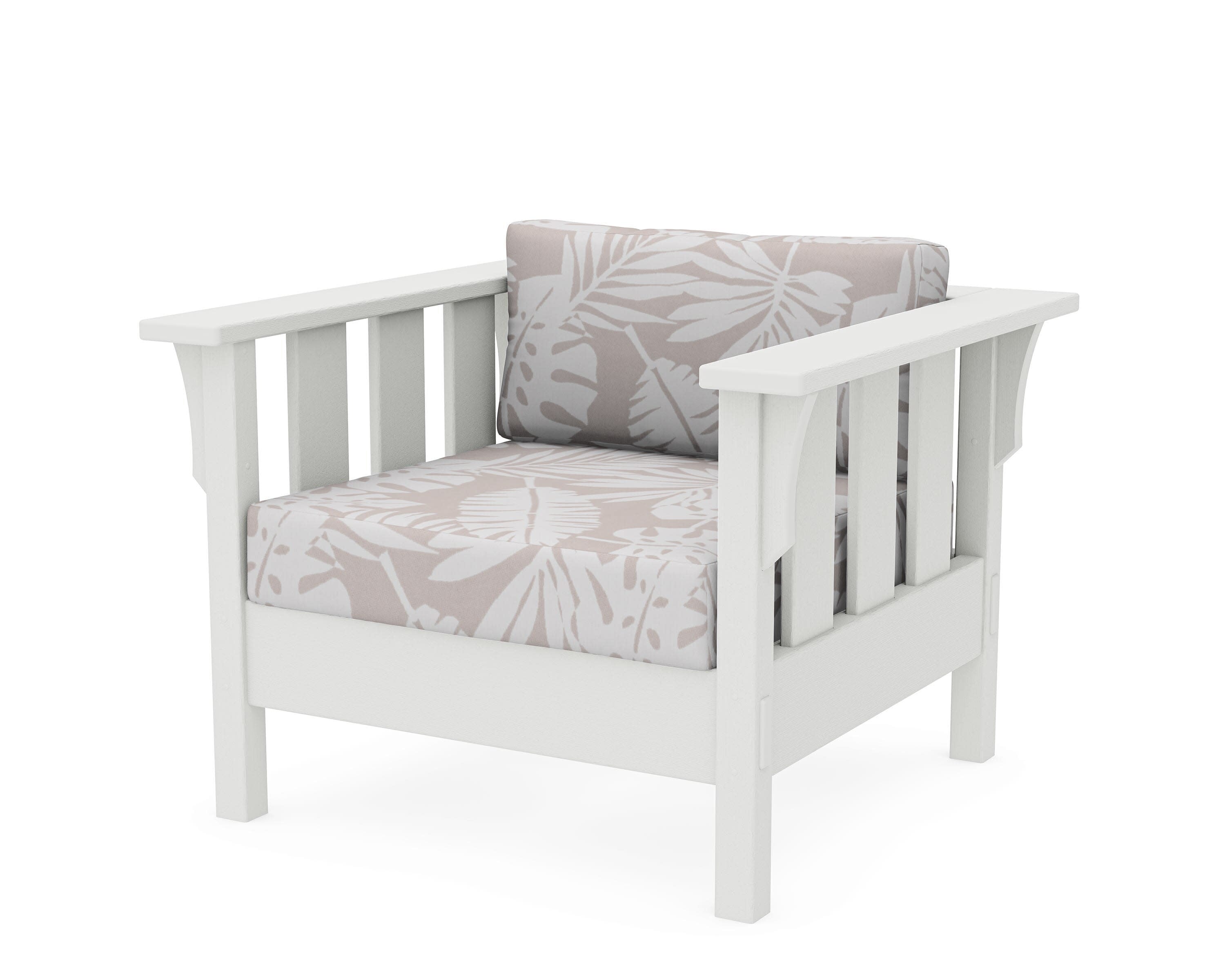 Acadia Deep Seating Chair in Vintage White / Leaf Dune Burlap