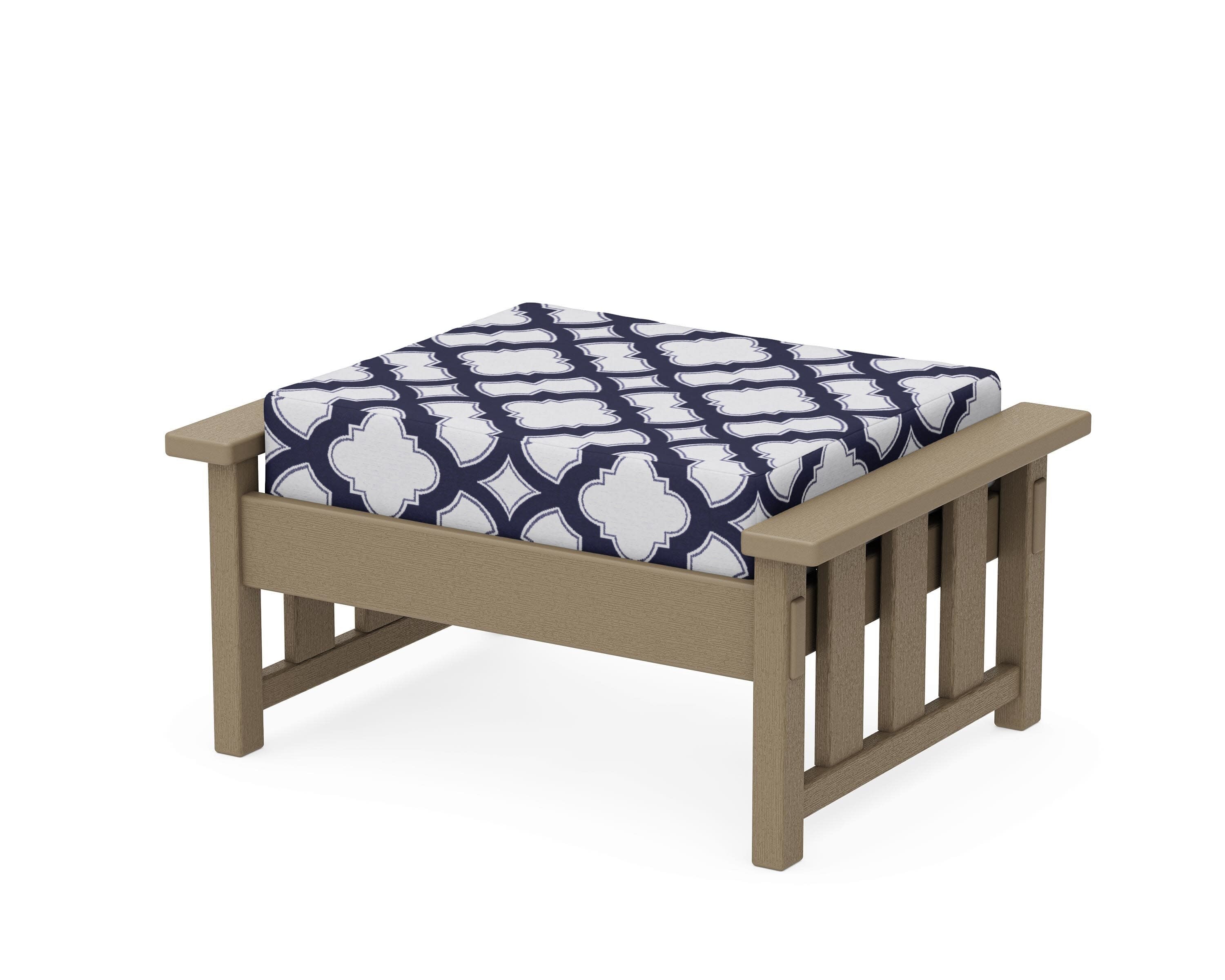 Acadia Deep Seating Ottoman in Vintage Sahara / Trellis Navy