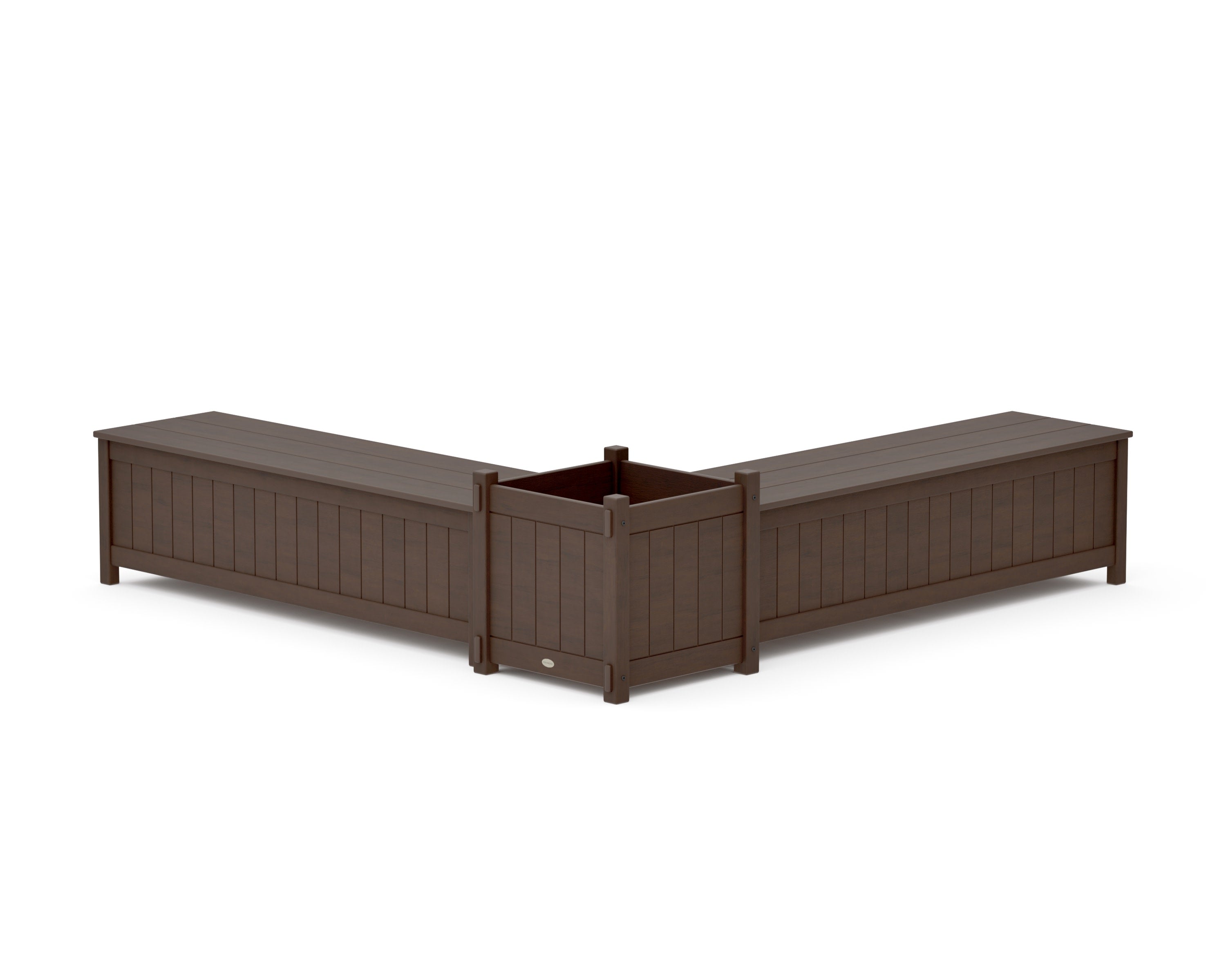 60" Vineyard L- Shaped Planter Storage Bench Set- Large in Kona