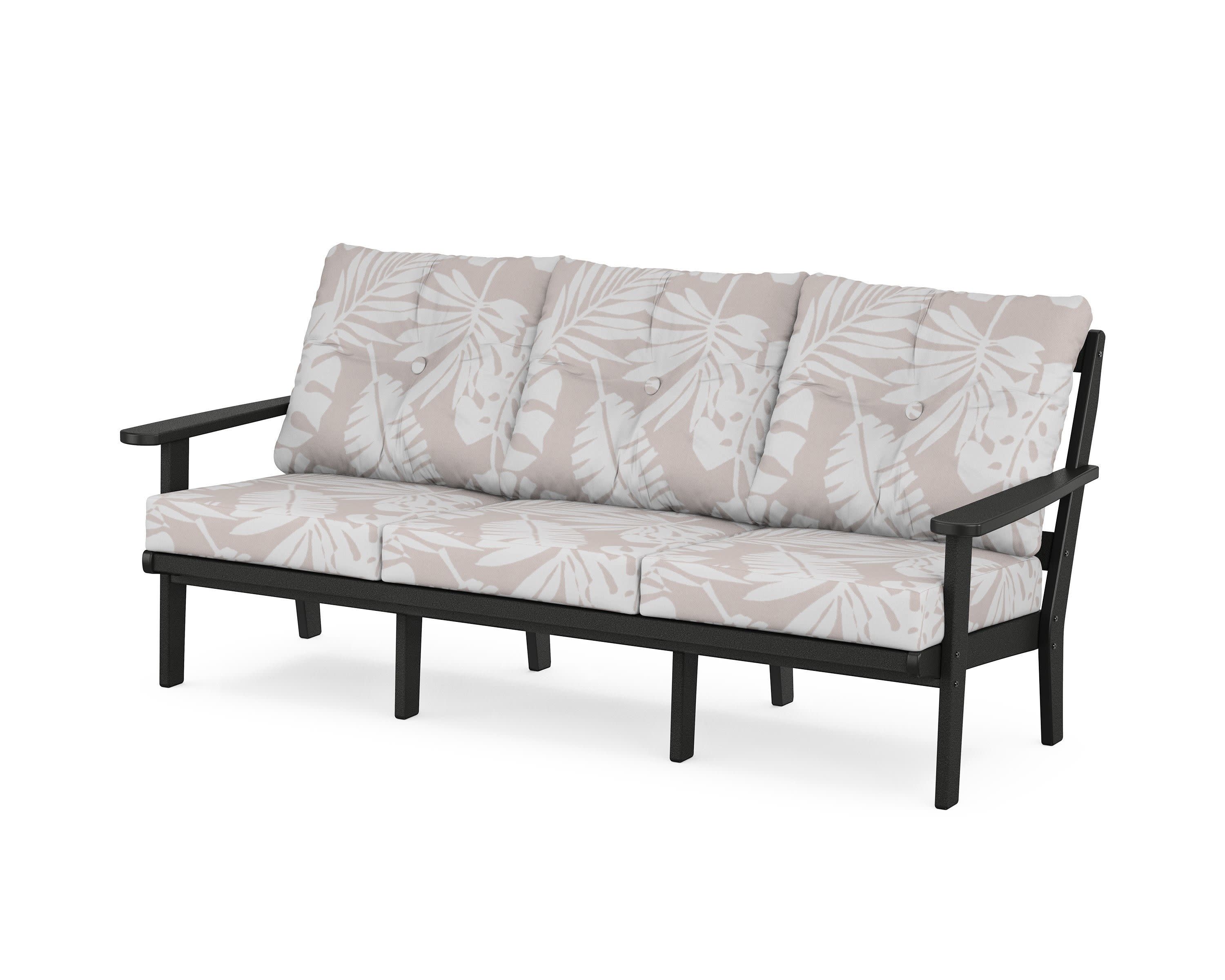Mission Deep Seating Sofa in Black / Leaf Dune Burlap