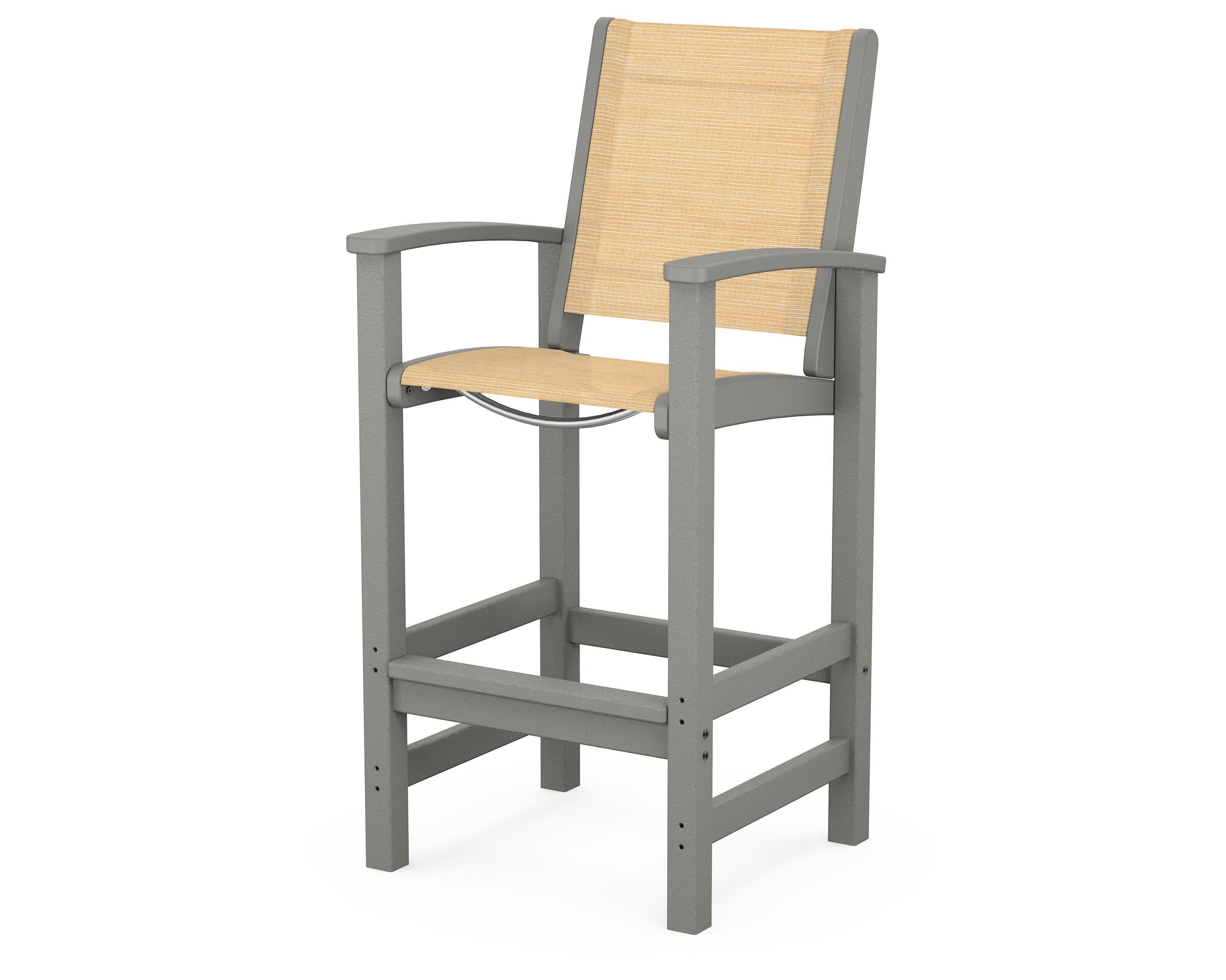 Coastal Bar Chair in Slate Grey / Dupioni Apricot Sling