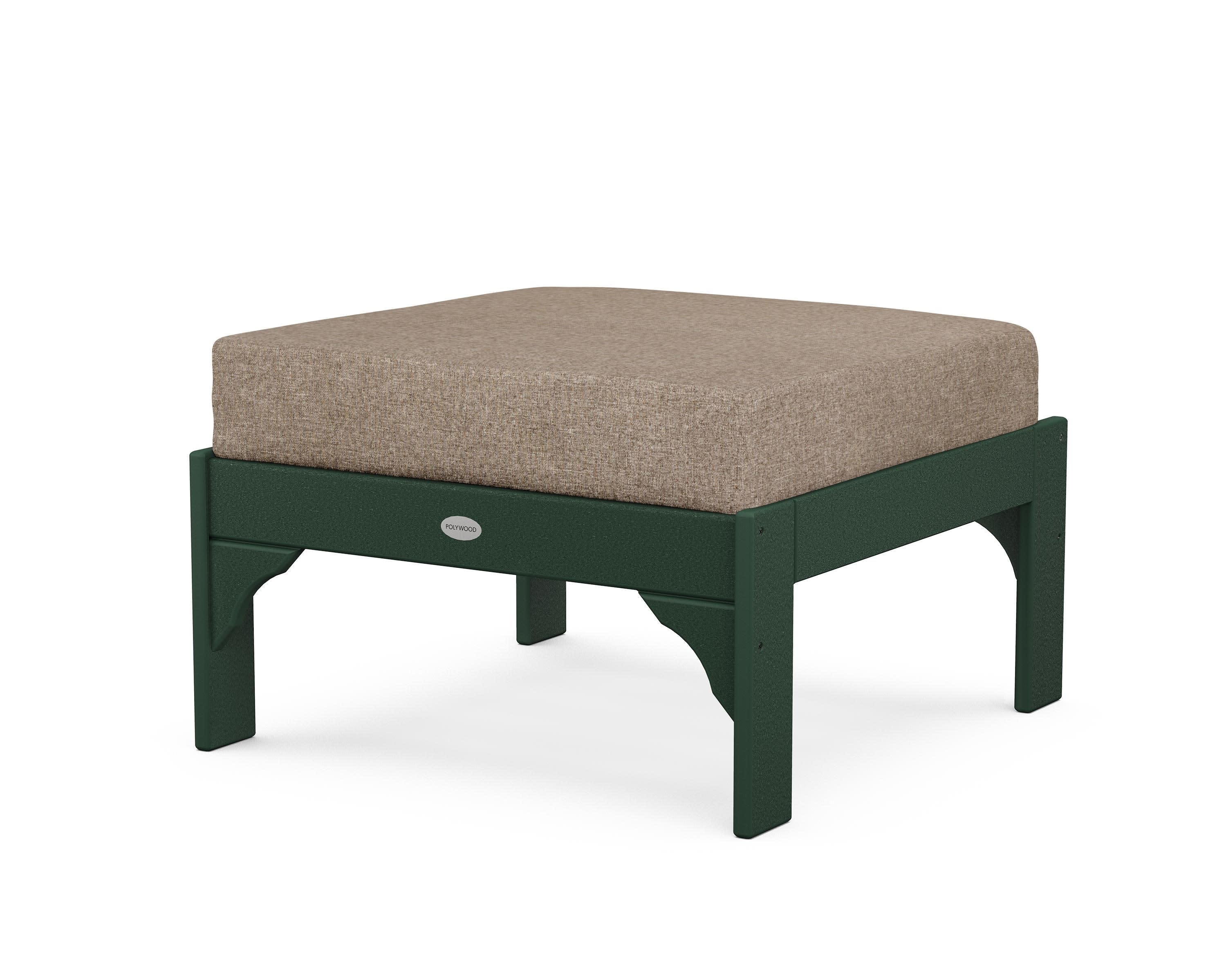 Vineyard Deep Seating Ottoman in Green / Spiced Burlap