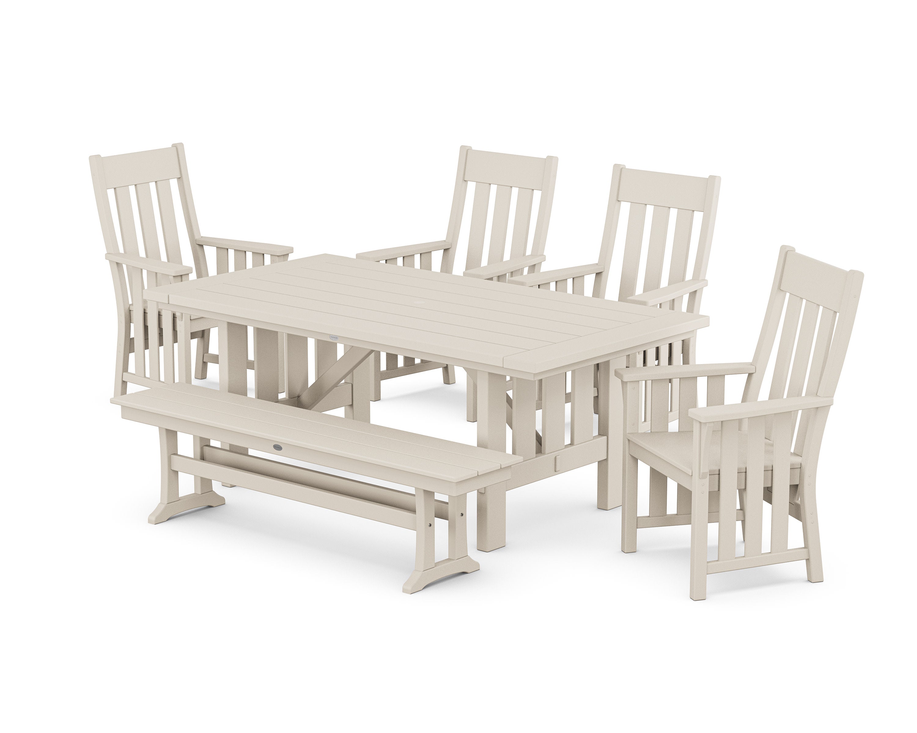 Acadia 6-Piece Dining Set with Bench in Sand
