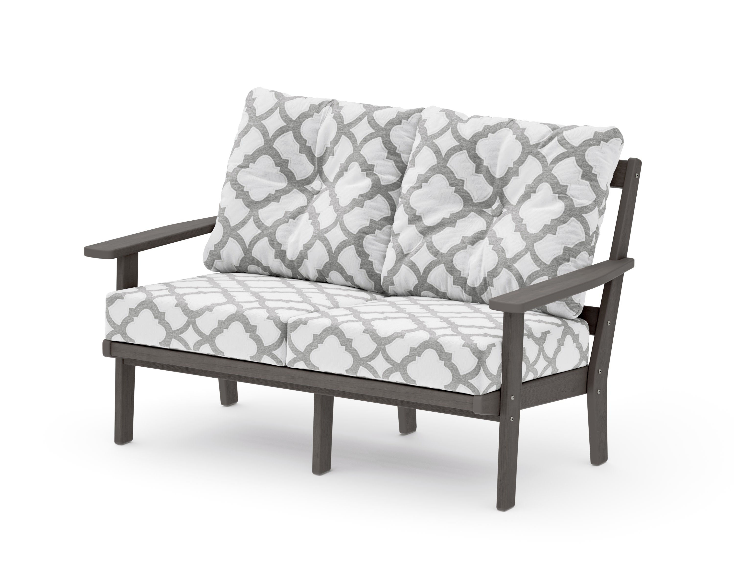 Prairie Deep SeatingLoveseat in Driftwood / Trellis Grey Mist
