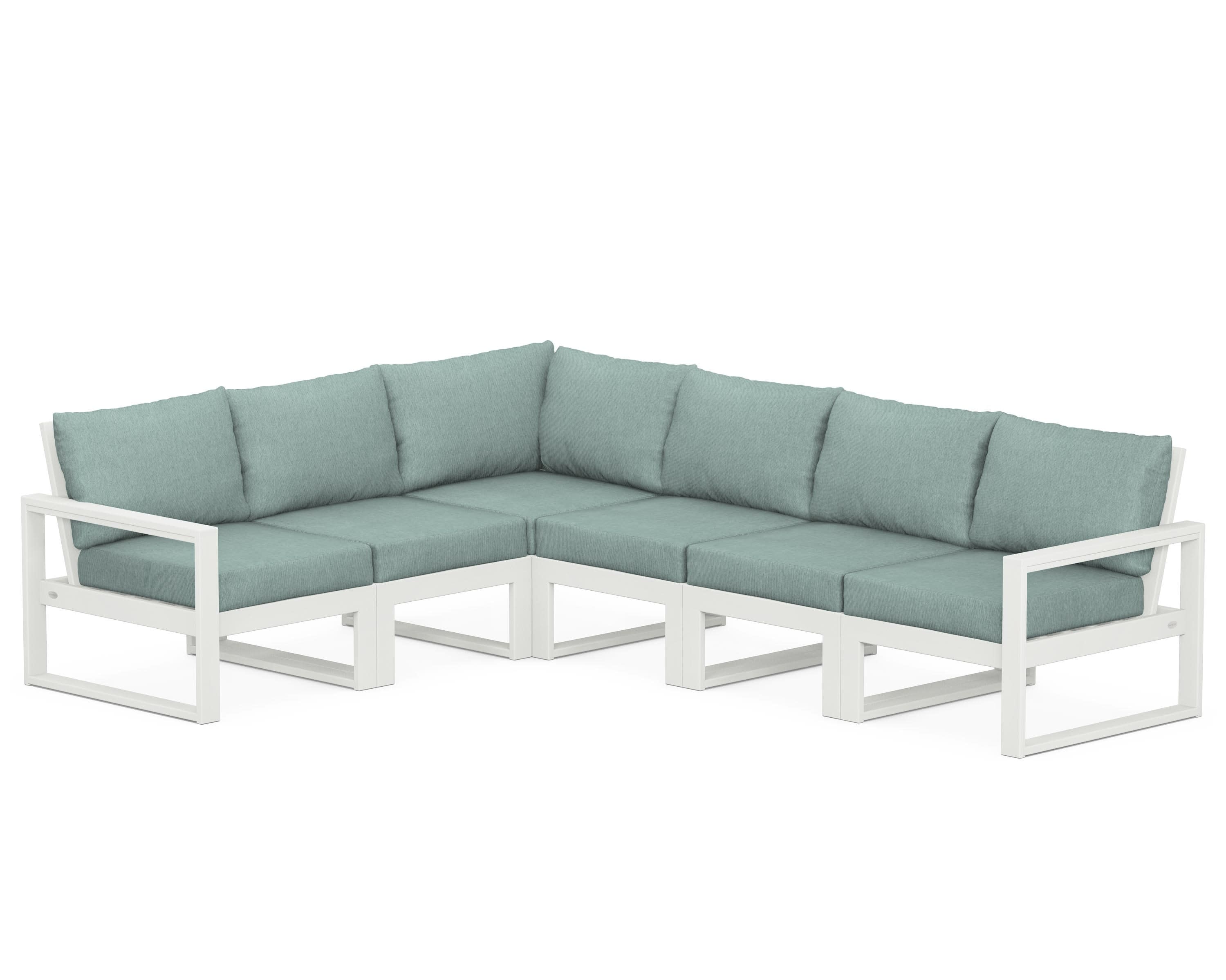 EDGE 6-Piece Modular Deep Seating Set in Vintage White / Glacier Spa