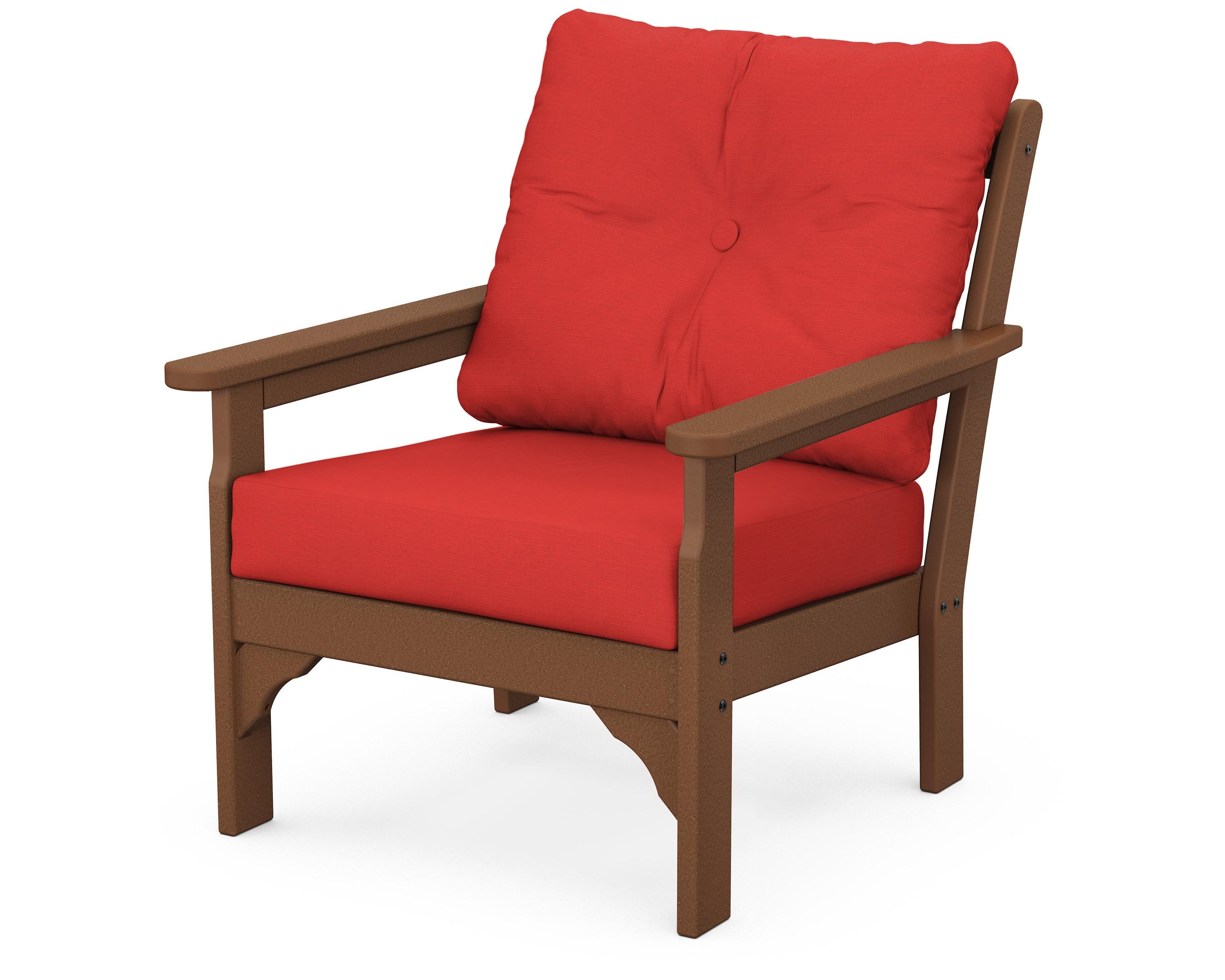 Vineyard Deep Seating Chair in Teak / Crimson Linen
