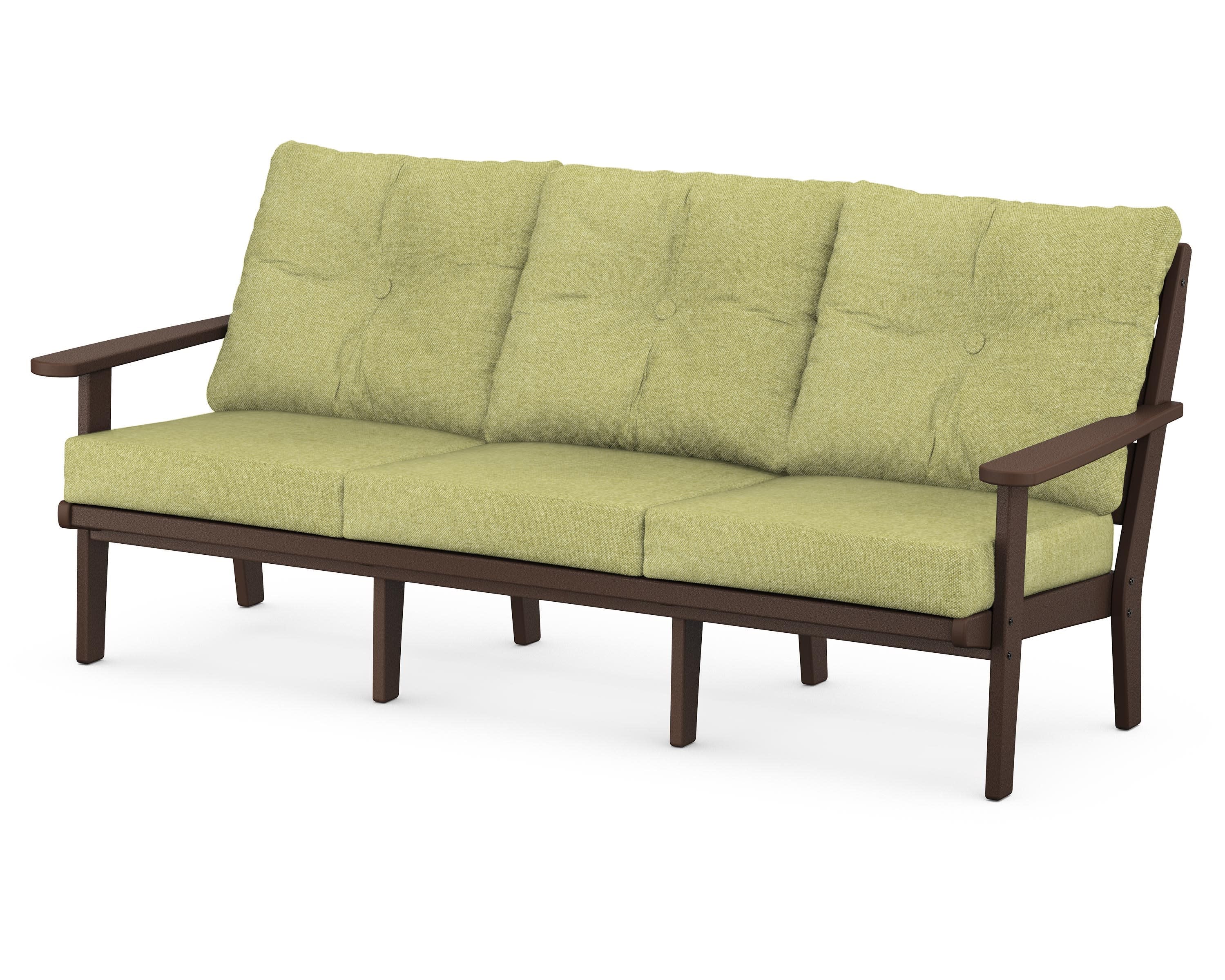 Lakeside Deep Seating Sofa in Mahogany / Chartreuse Boucle