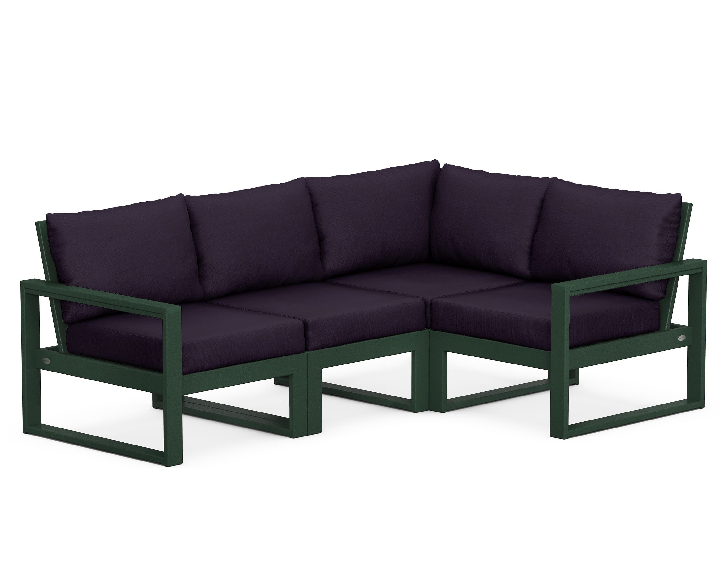 EDGE 4-Piece Modular Deep Seating Set in Green / Navy Linen