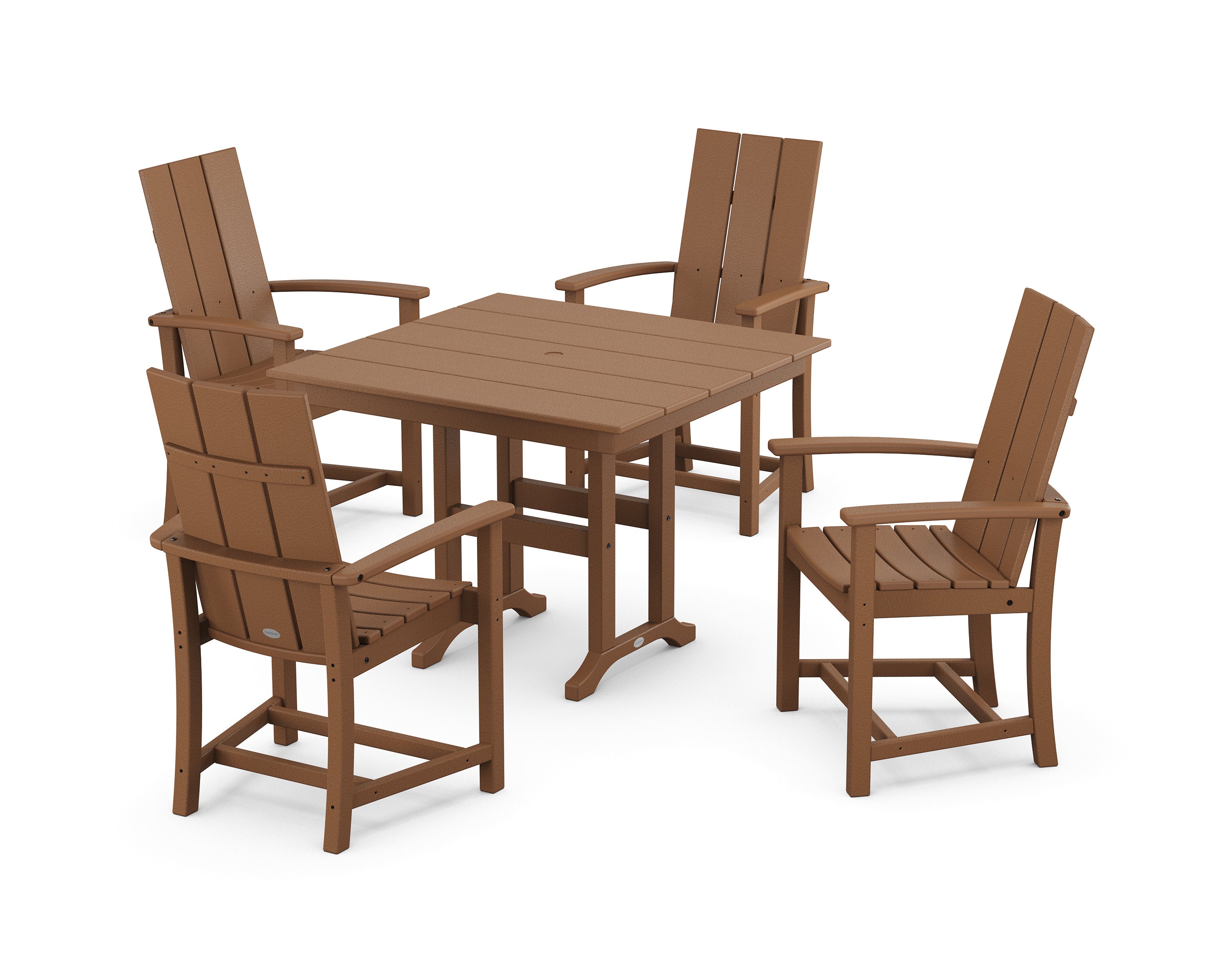 Modern Adirondack 5-Piece Farmhouse Dining Set in Teak