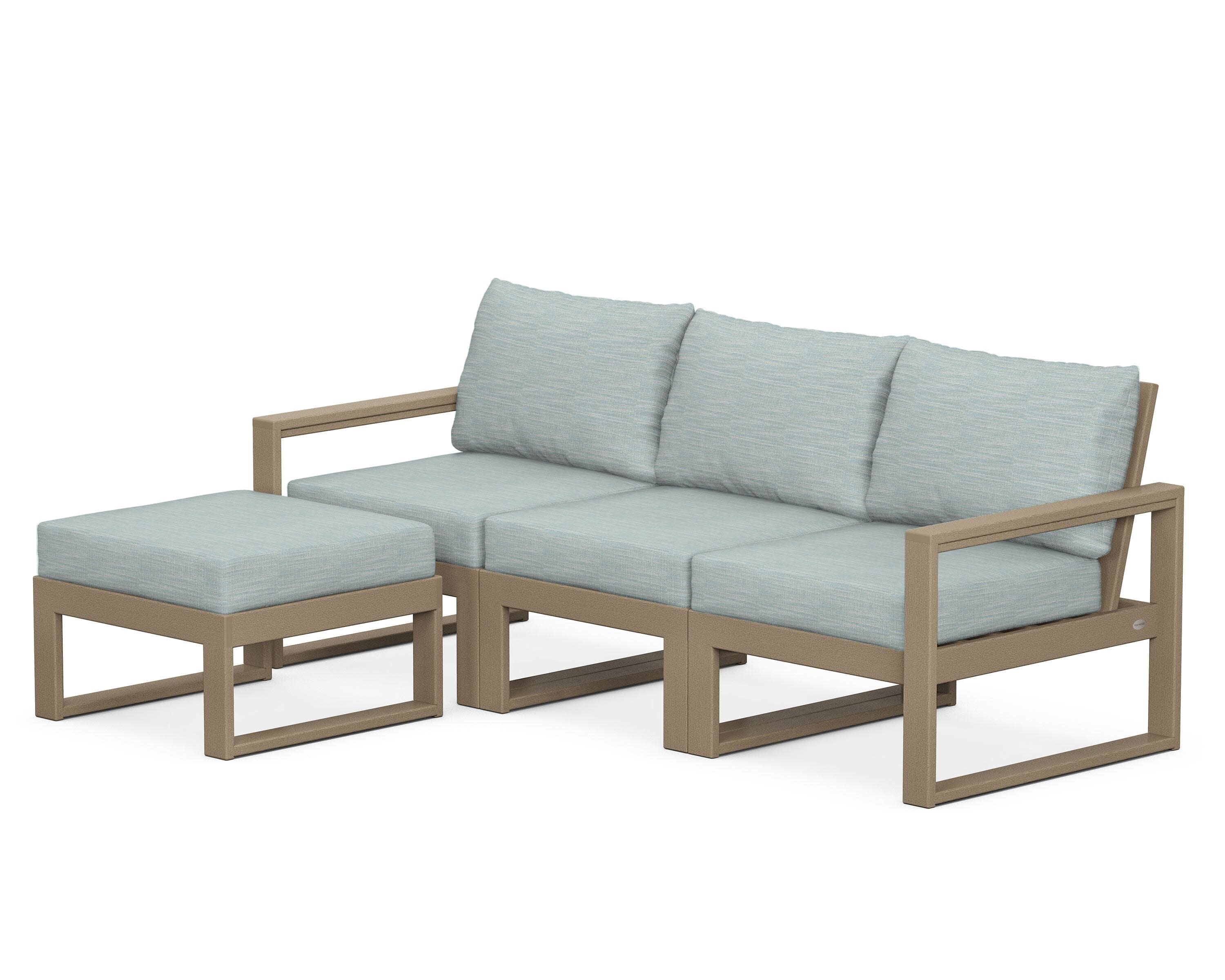EDGE 4-Piece Modular Deep Seating Set with Ottoman in Vintage Sahara / Soothe Mist