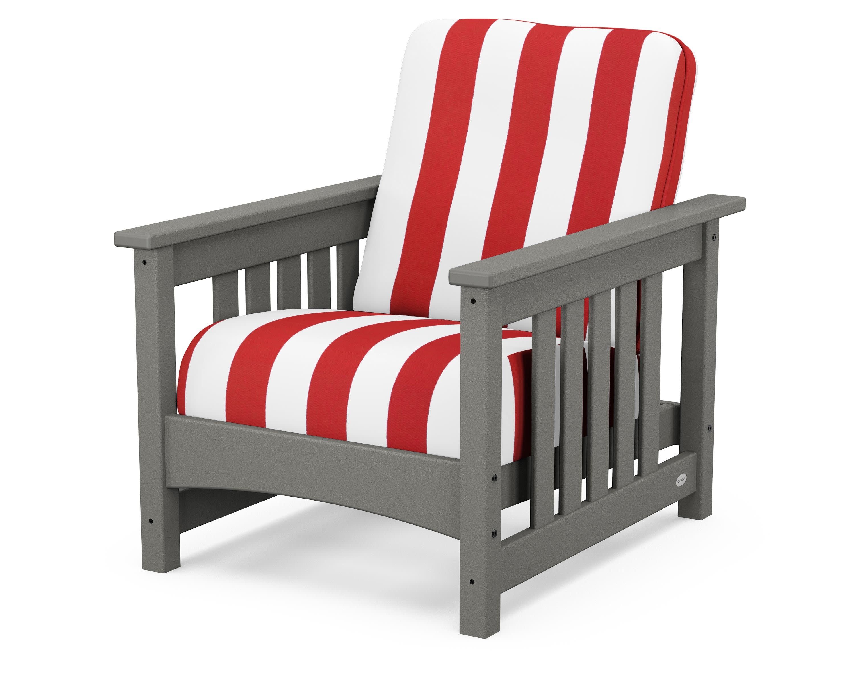 Club Mission Chair in Slate Grey / Cabana Stripe Crimson