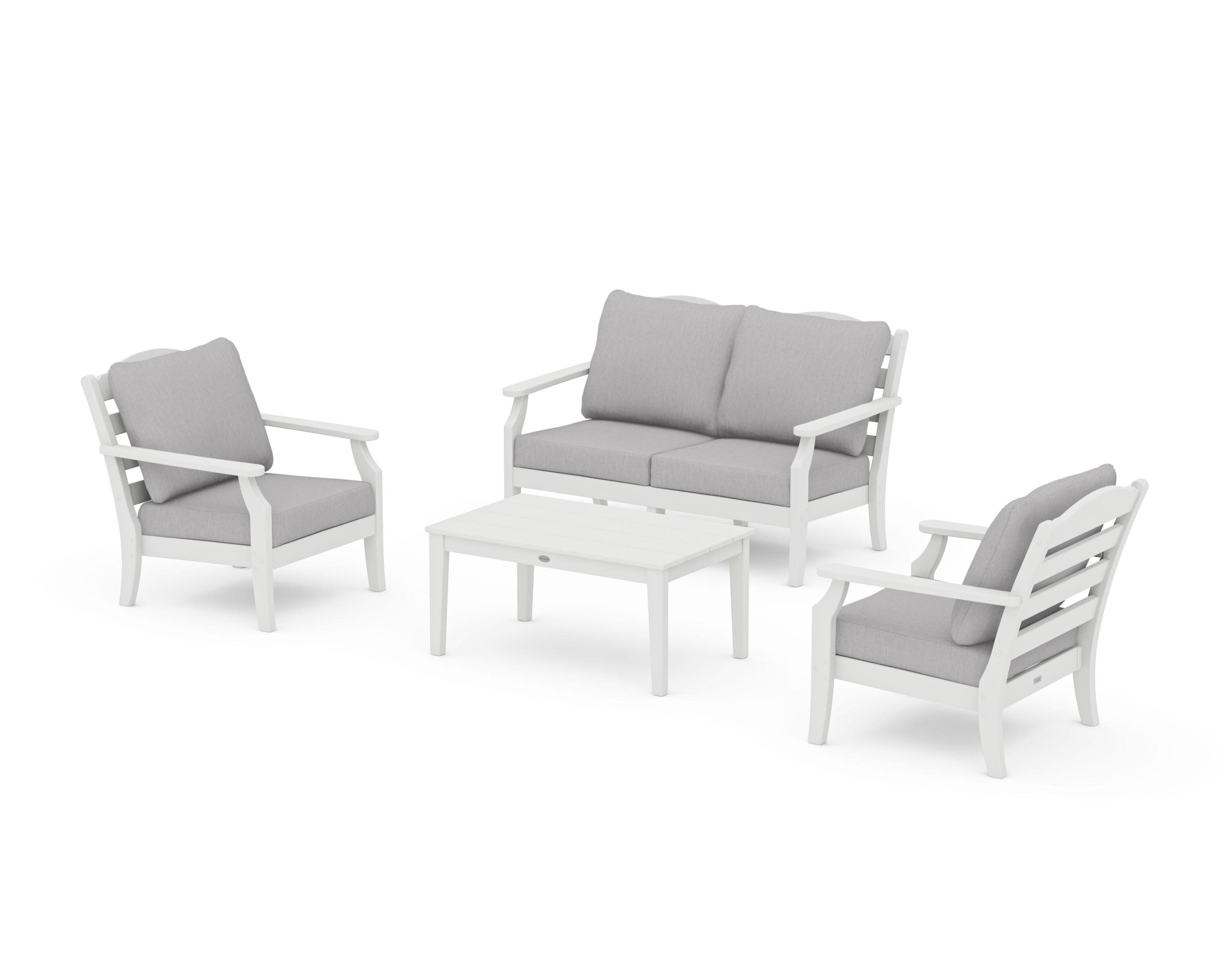 Savannah 4-Piece Deep Seating Set with Loveseat in Vintage White / Granite