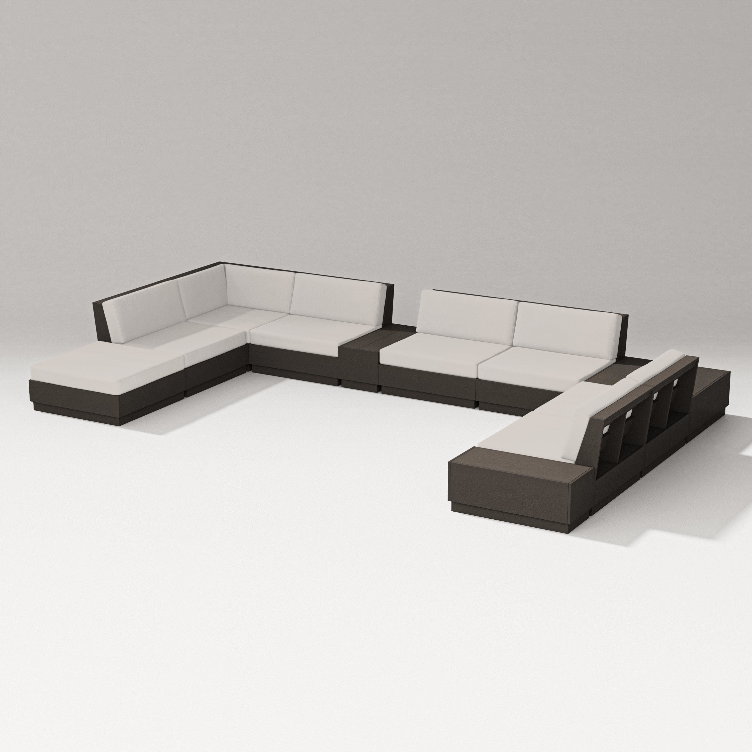 Elevate 11-Piece Conversation Sectional Set in Vintage Coffee / Cast Ash