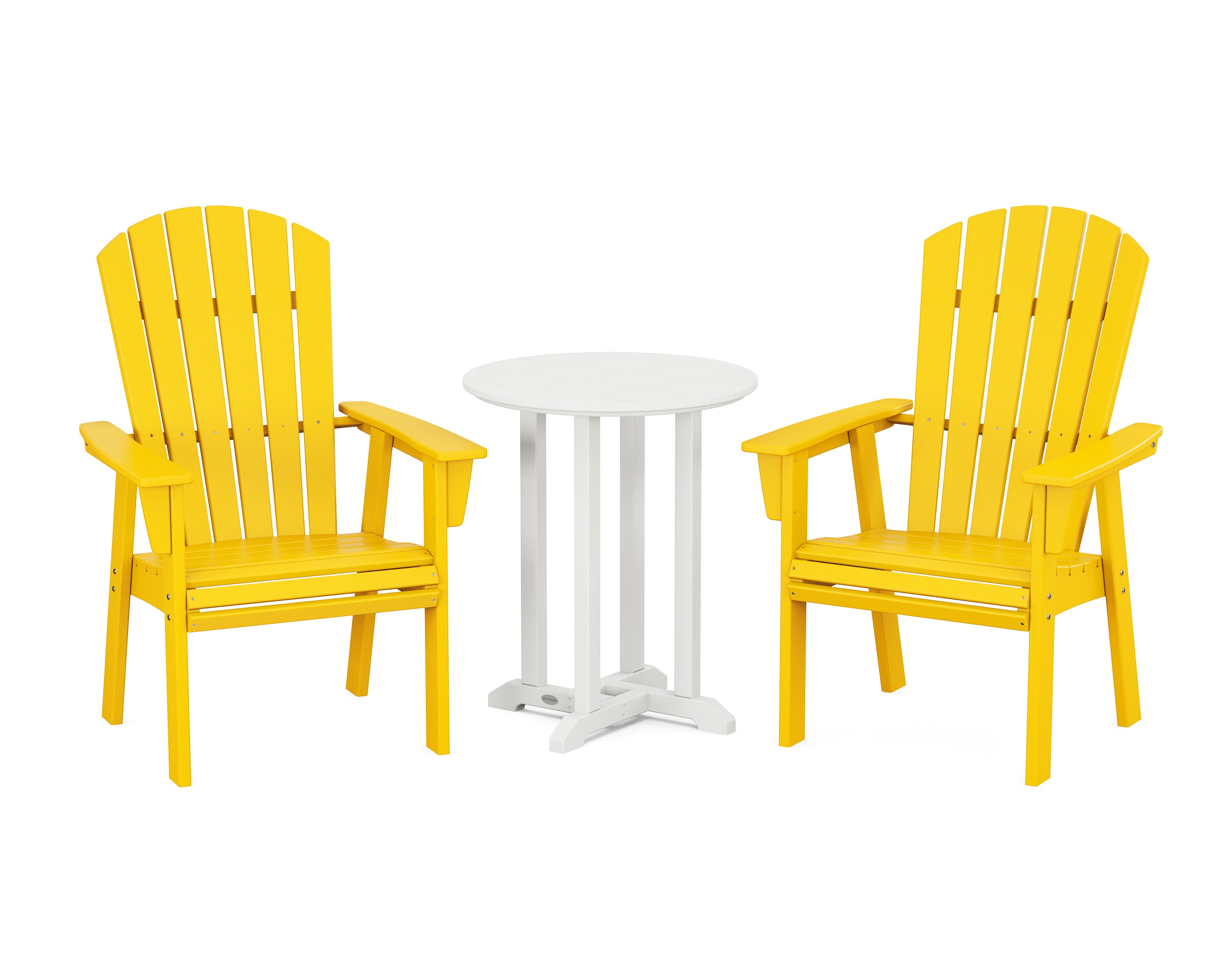Nautical Adirondack 3-Piece Round Bistro Dining Set in Lemon / White