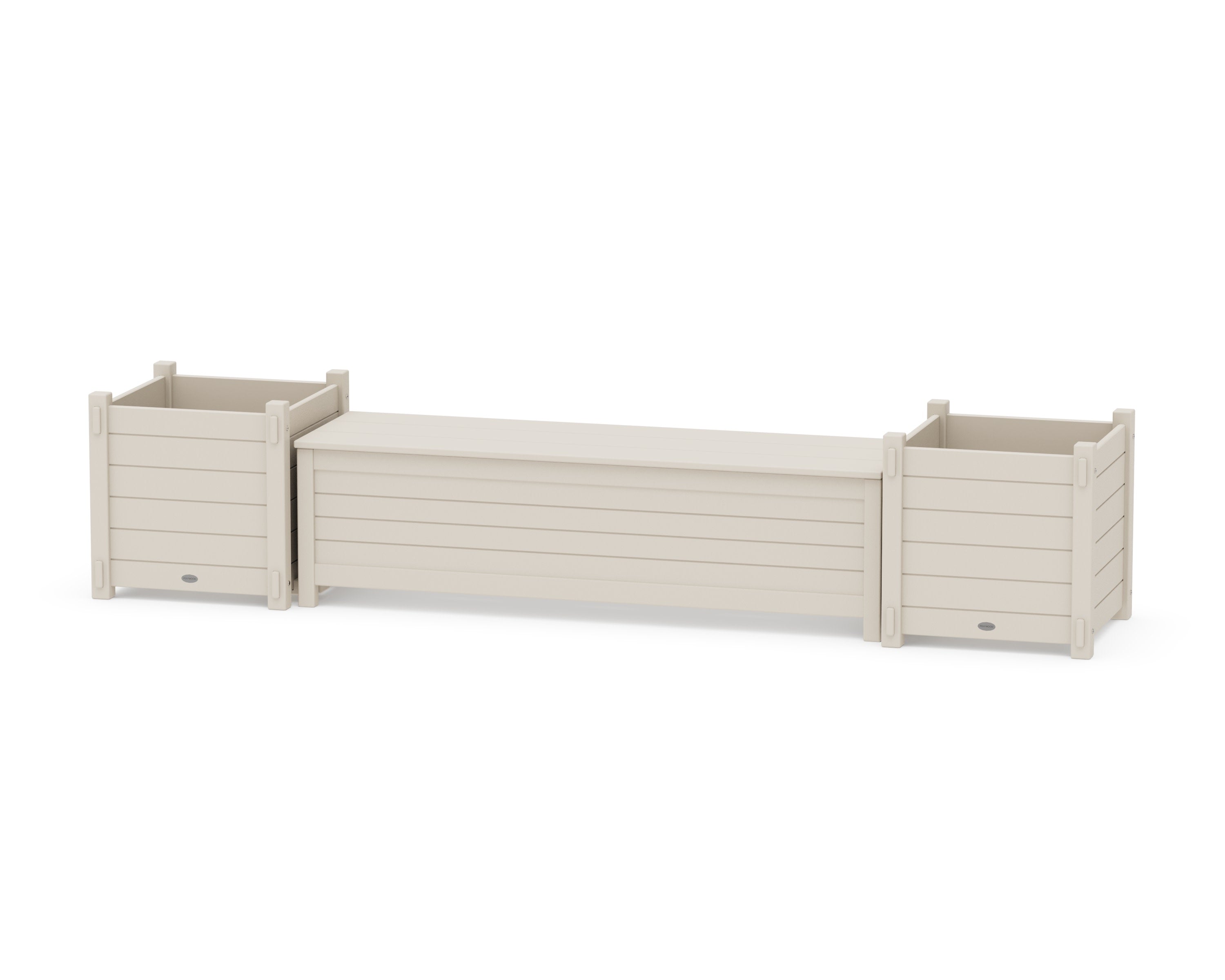 60" Nautical Straight Planter Storage Bench Set- Large in Sand