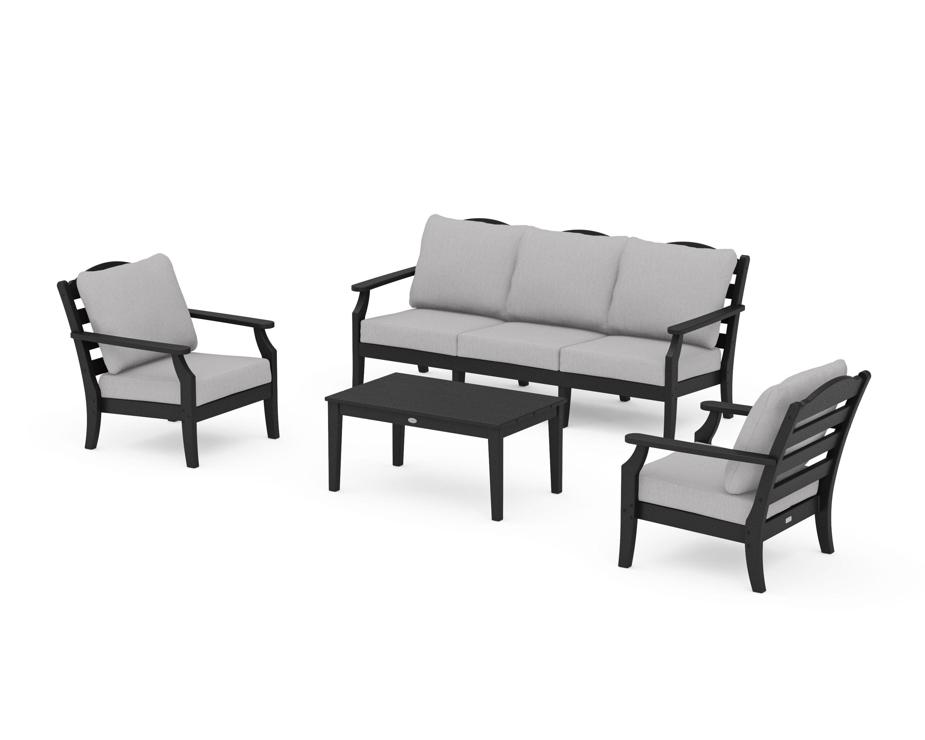Savannah 4-Piece Deep Seating Set with Sofa in Black / Granite