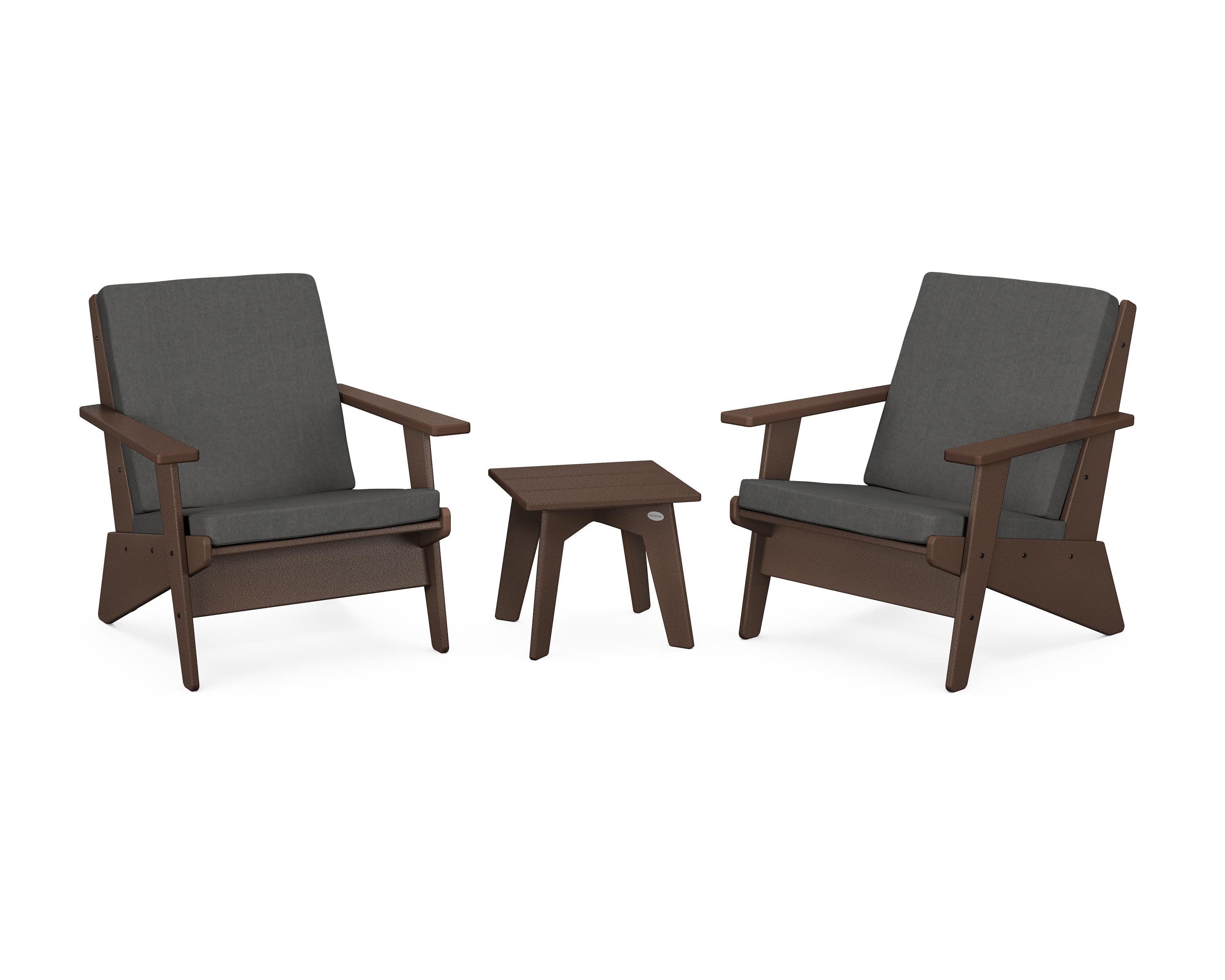 Riviera Modern Lounge 3-Piece Set in Mahogany / Spectrum Carbon