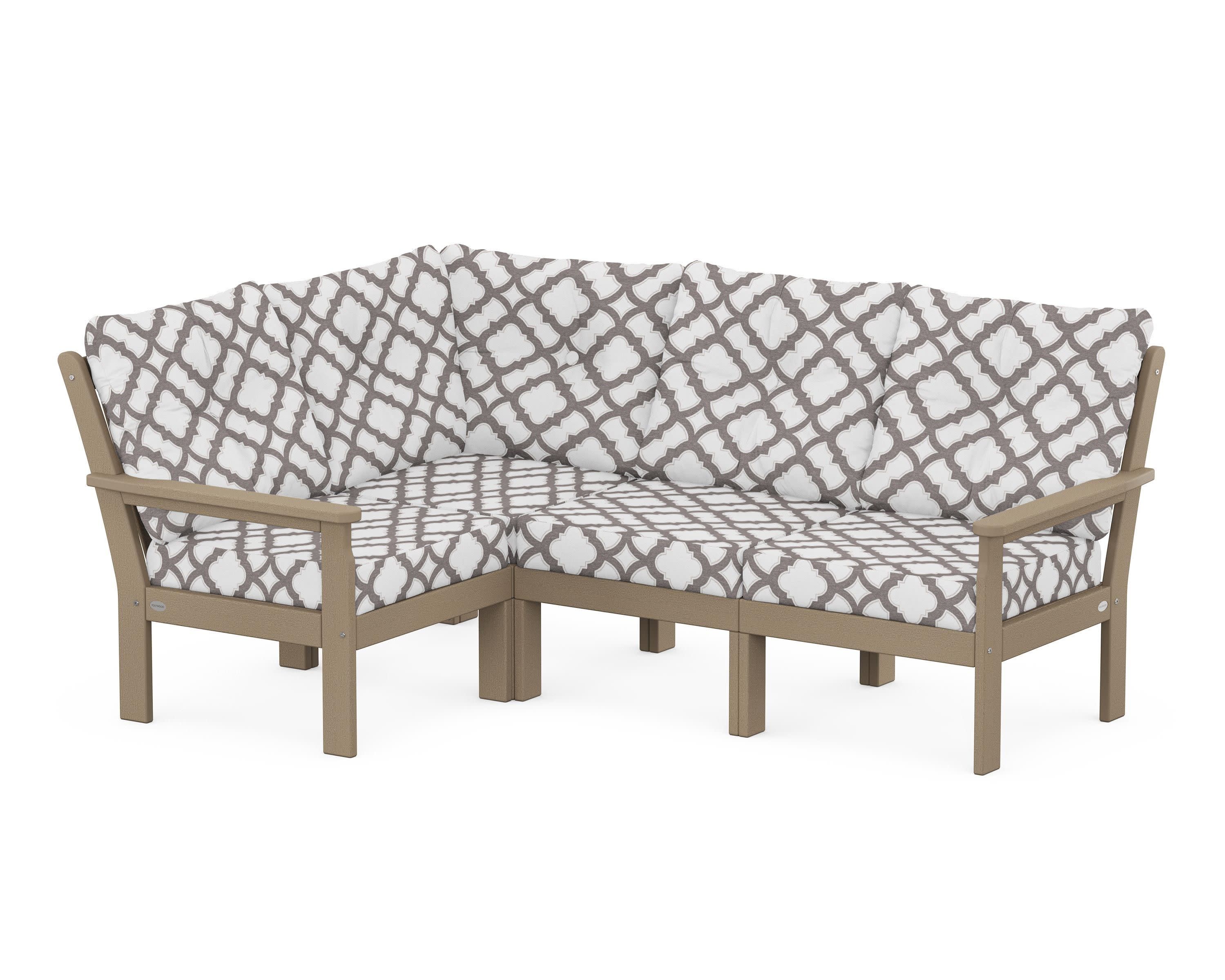 Vineyard 4-Piece Sectional in Vintage Sahara / Trellis Grey Mist