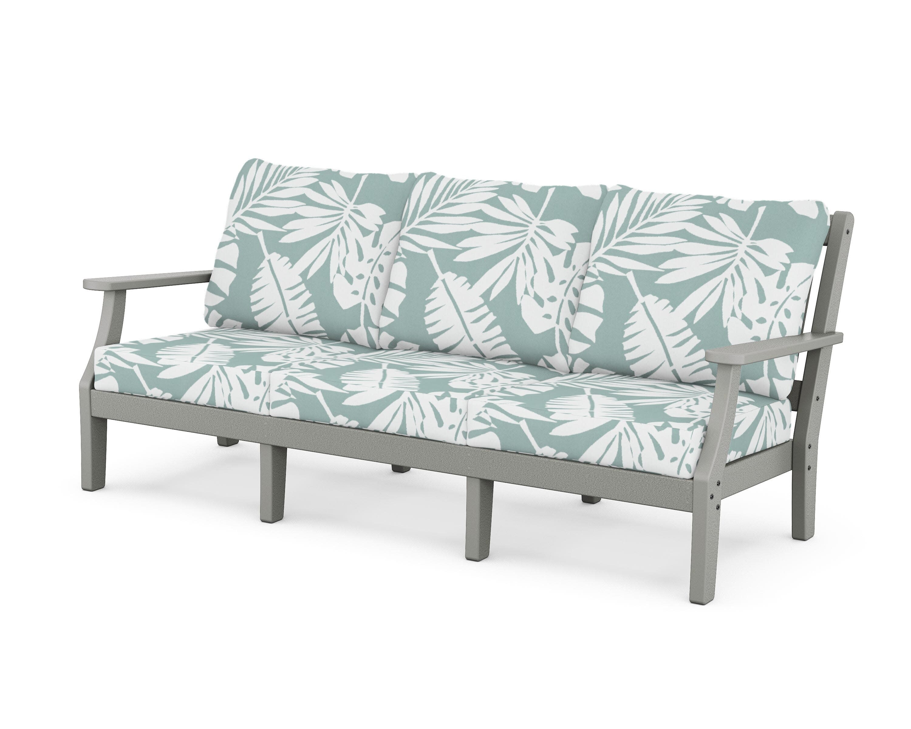 Chinoiserie Deep Seating Sofa in Slate Grey / Leaf Glacier Spa