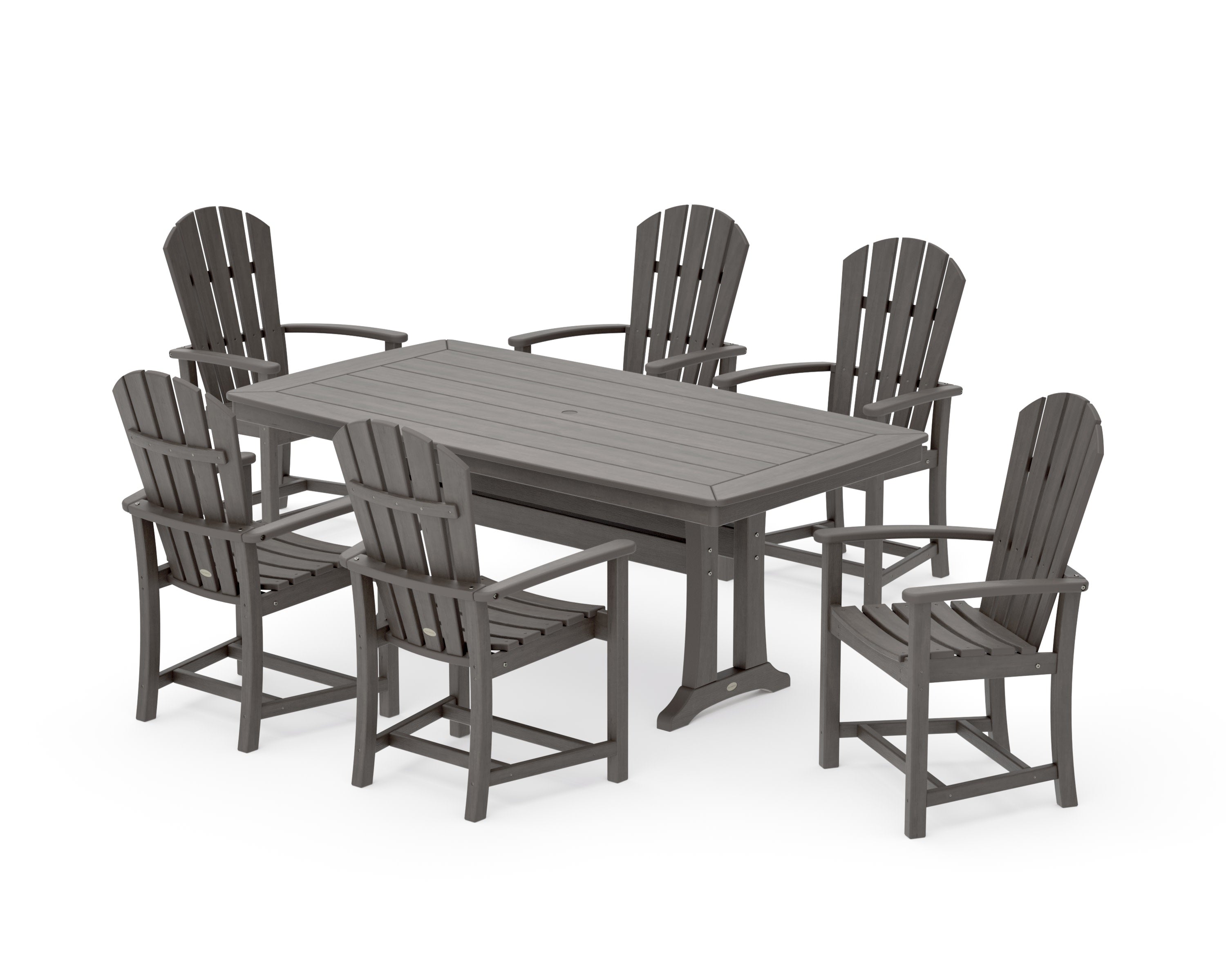 Palm Coast 7-Piece Dining Set with Trestle Legs in Driftwood