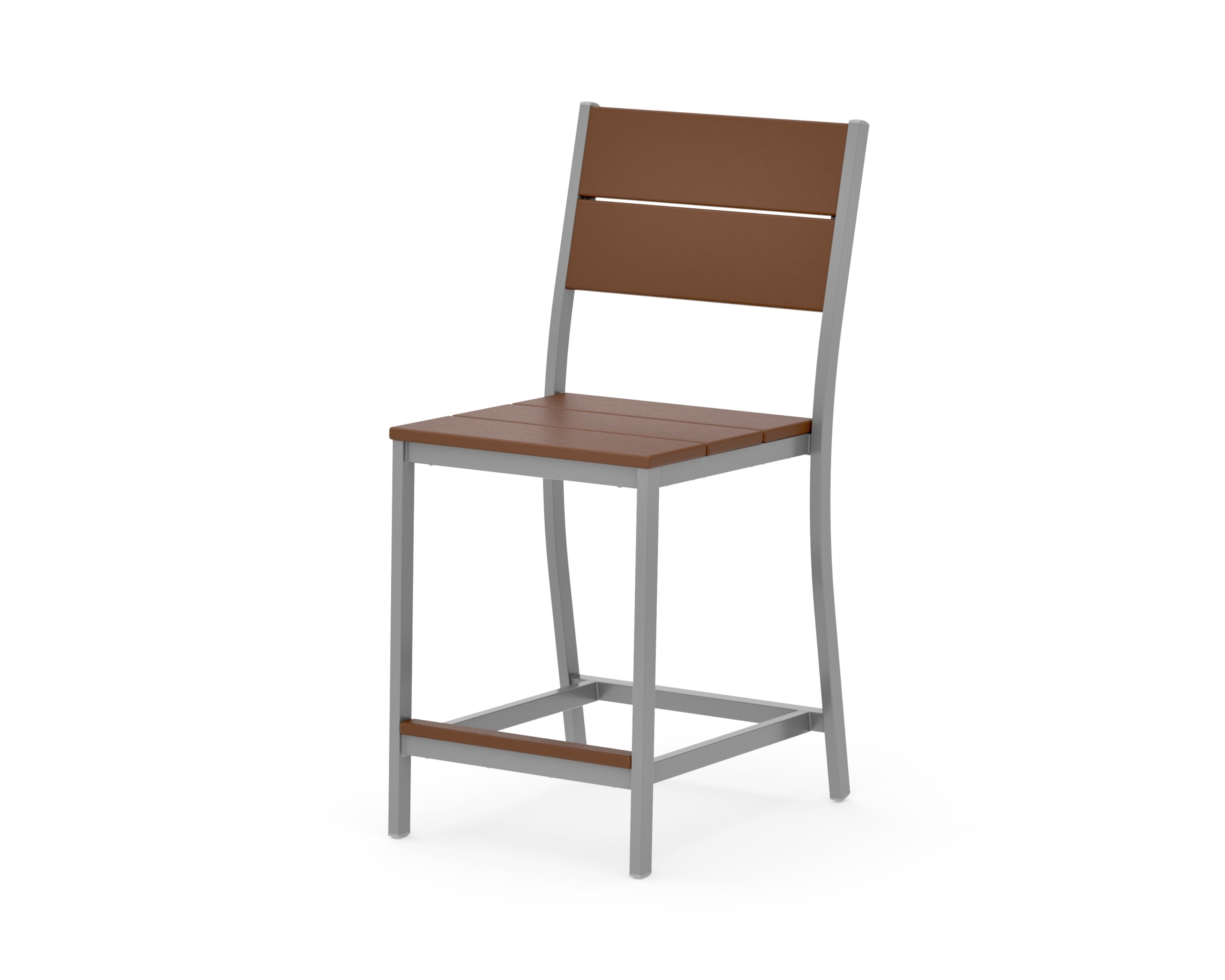Main Street Counter Side Chair in Silver / Teak