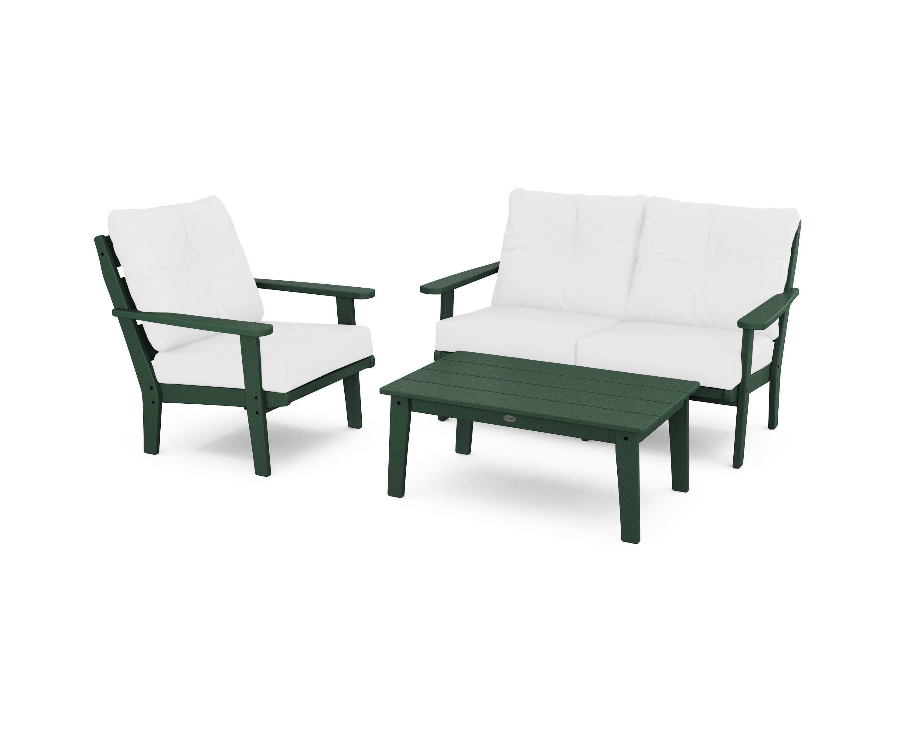 Lakeside 3-Piece Deep Seating Set in Green / Natural