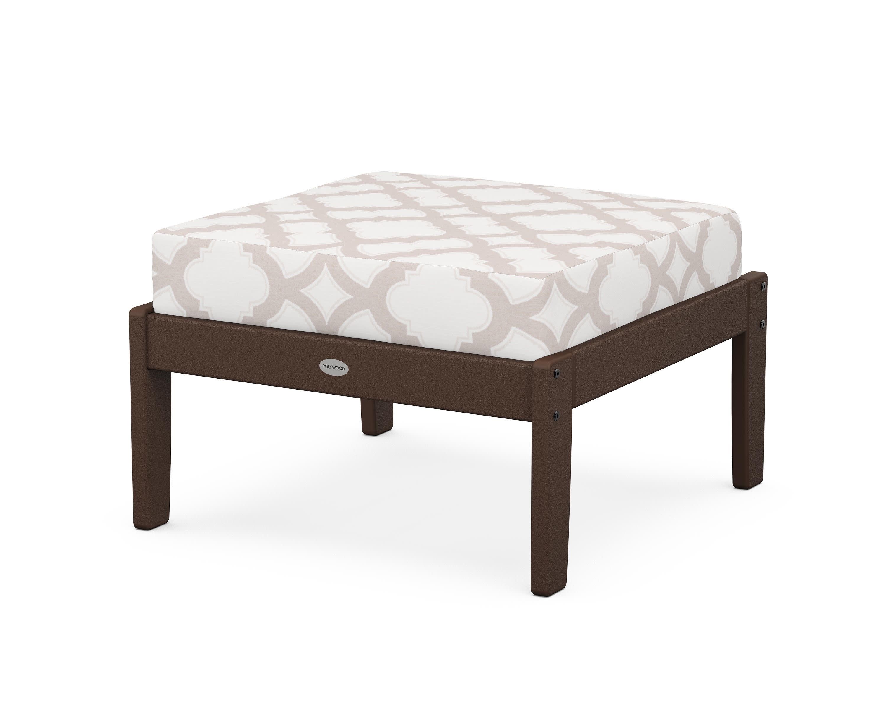 Braxton Deep Seating Ottoman in Mahogany / Trellis Dune Burlap