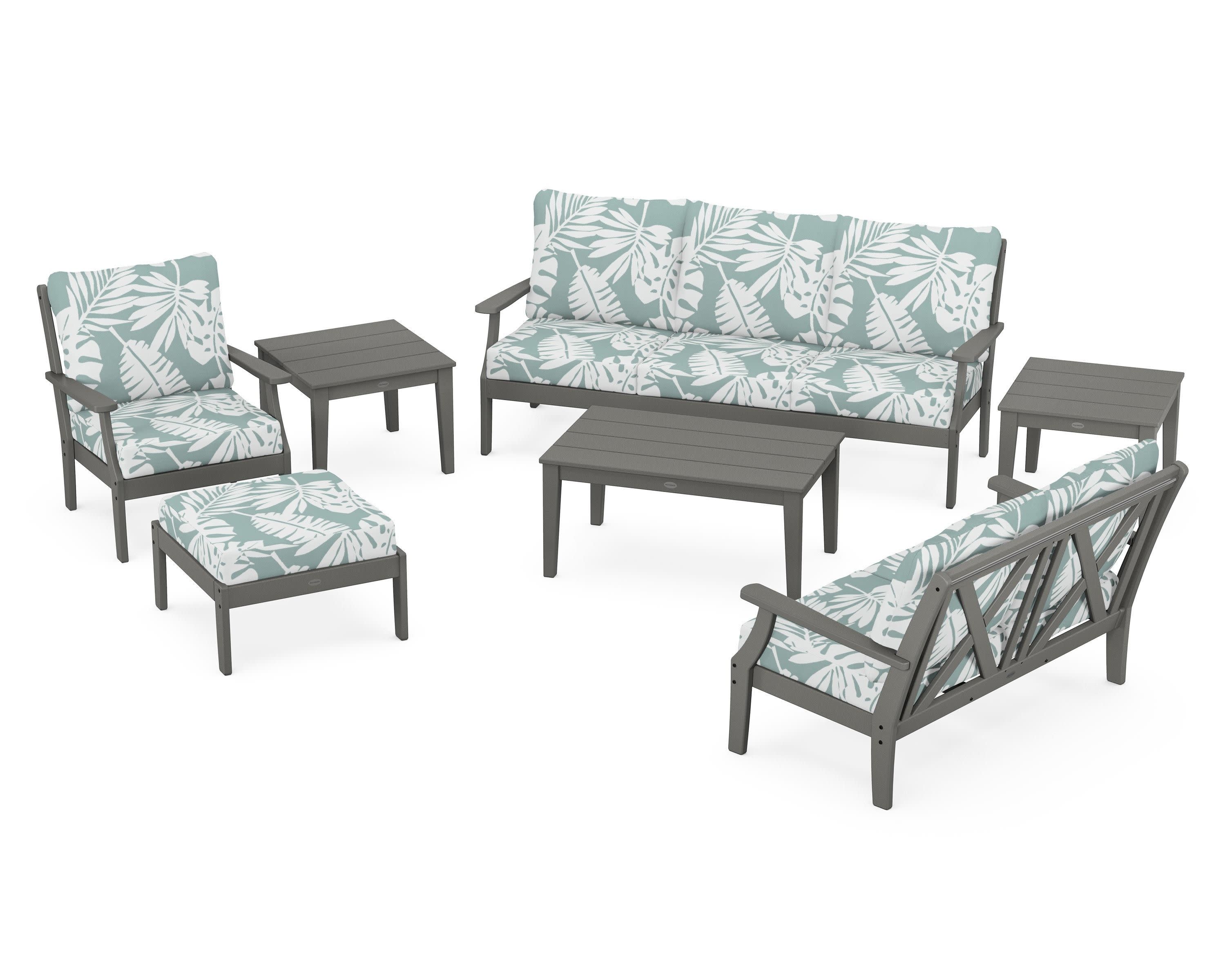 Braxton 7-Piece Deep Seating Set in Slate Grey / Leaf Glacier Spa