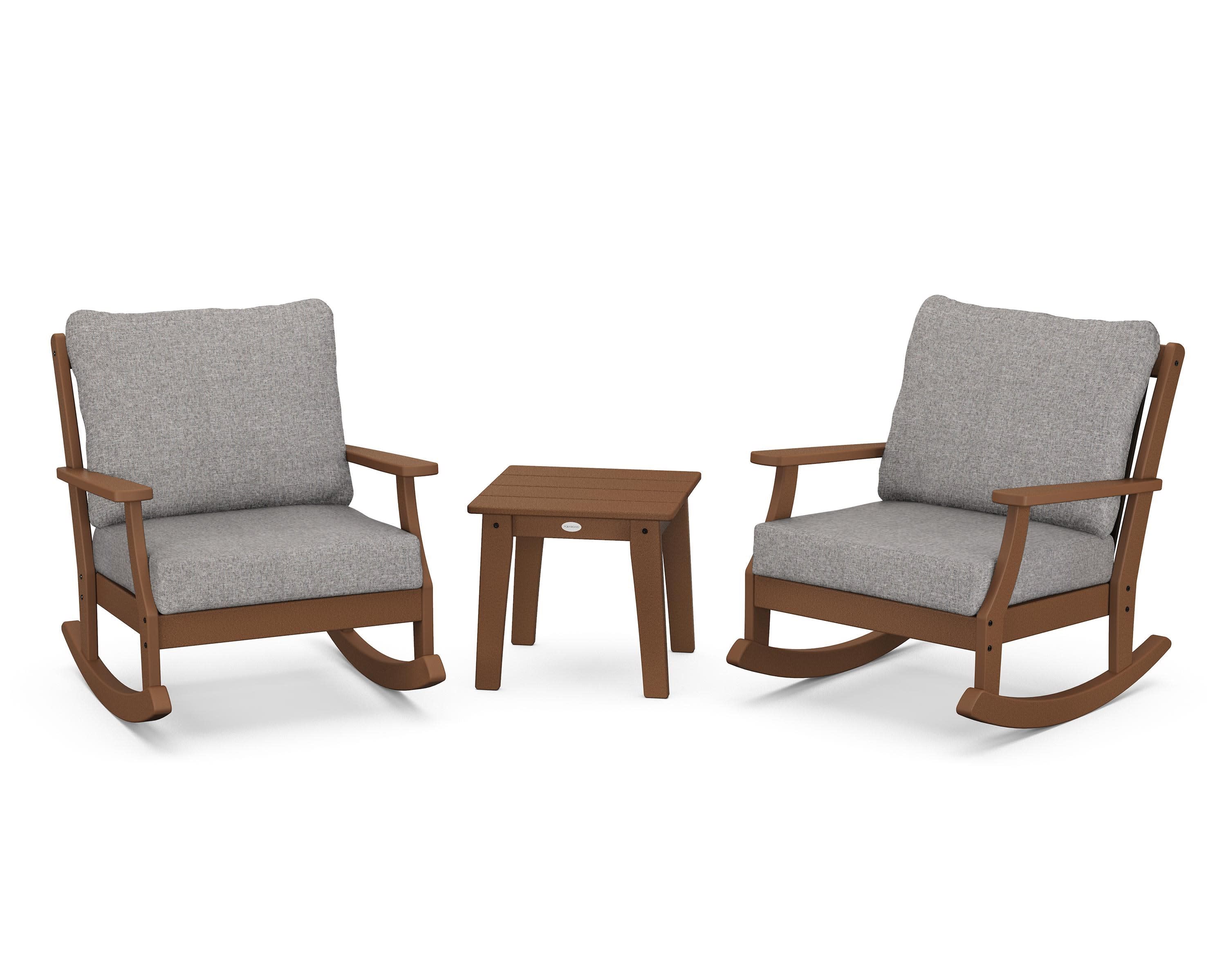 Braxton 3-Piece Deep Seating Rocker Set in Teak / Grey Mist